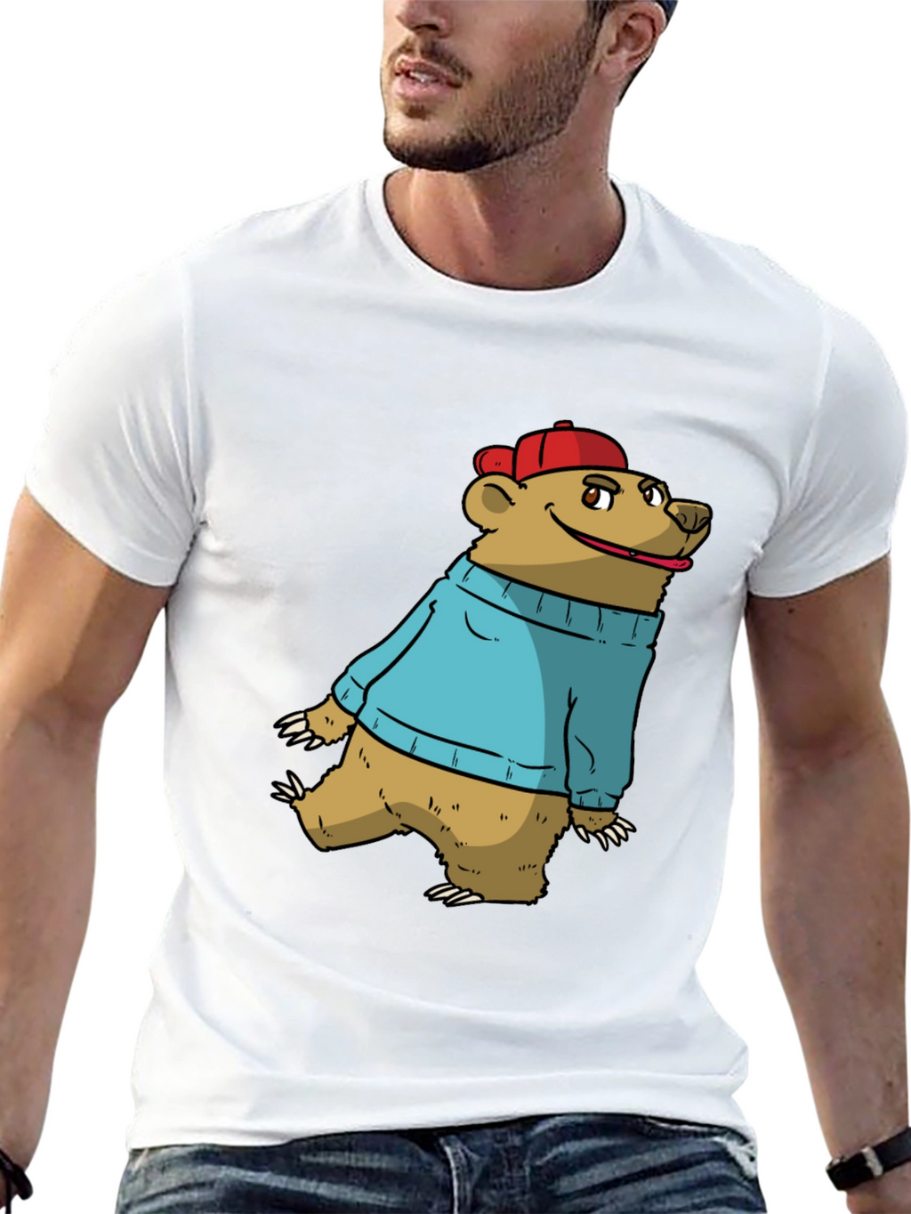 Bear in Sweater Graphic Tee - Casual Comfort