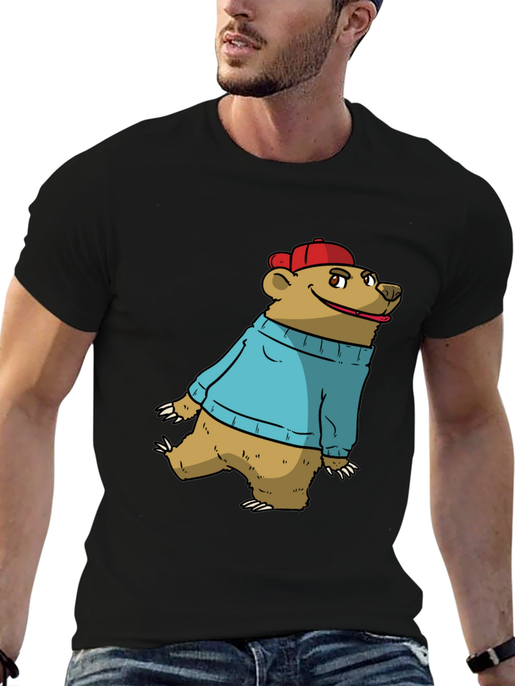 Bear in Sweater Graphic Tee - Casual Comfort