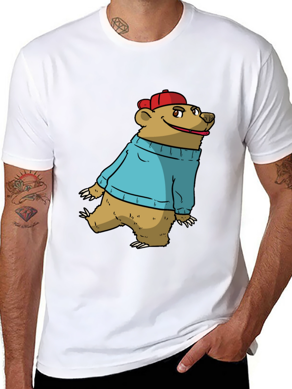 Bear in Sweater Graphic Tee - Casual Comfort