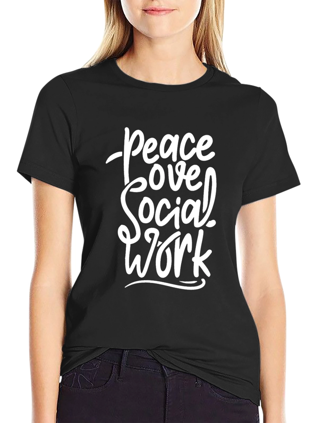 Peace Love Social Work Black Graphic Tee