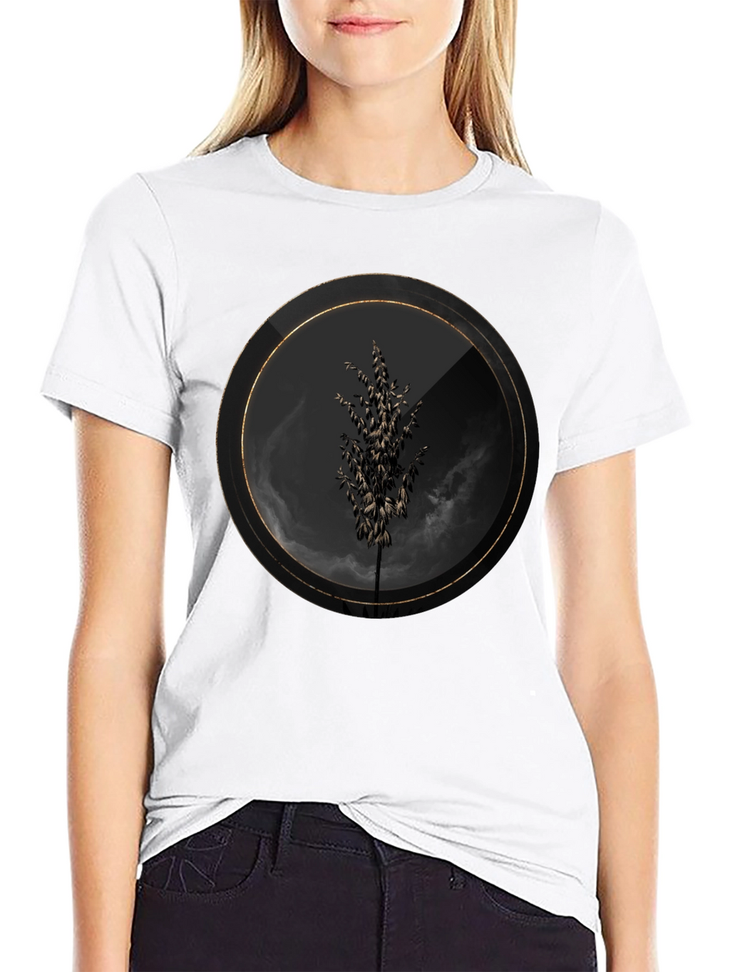 Modern Tree Graphic Black T-Shirt