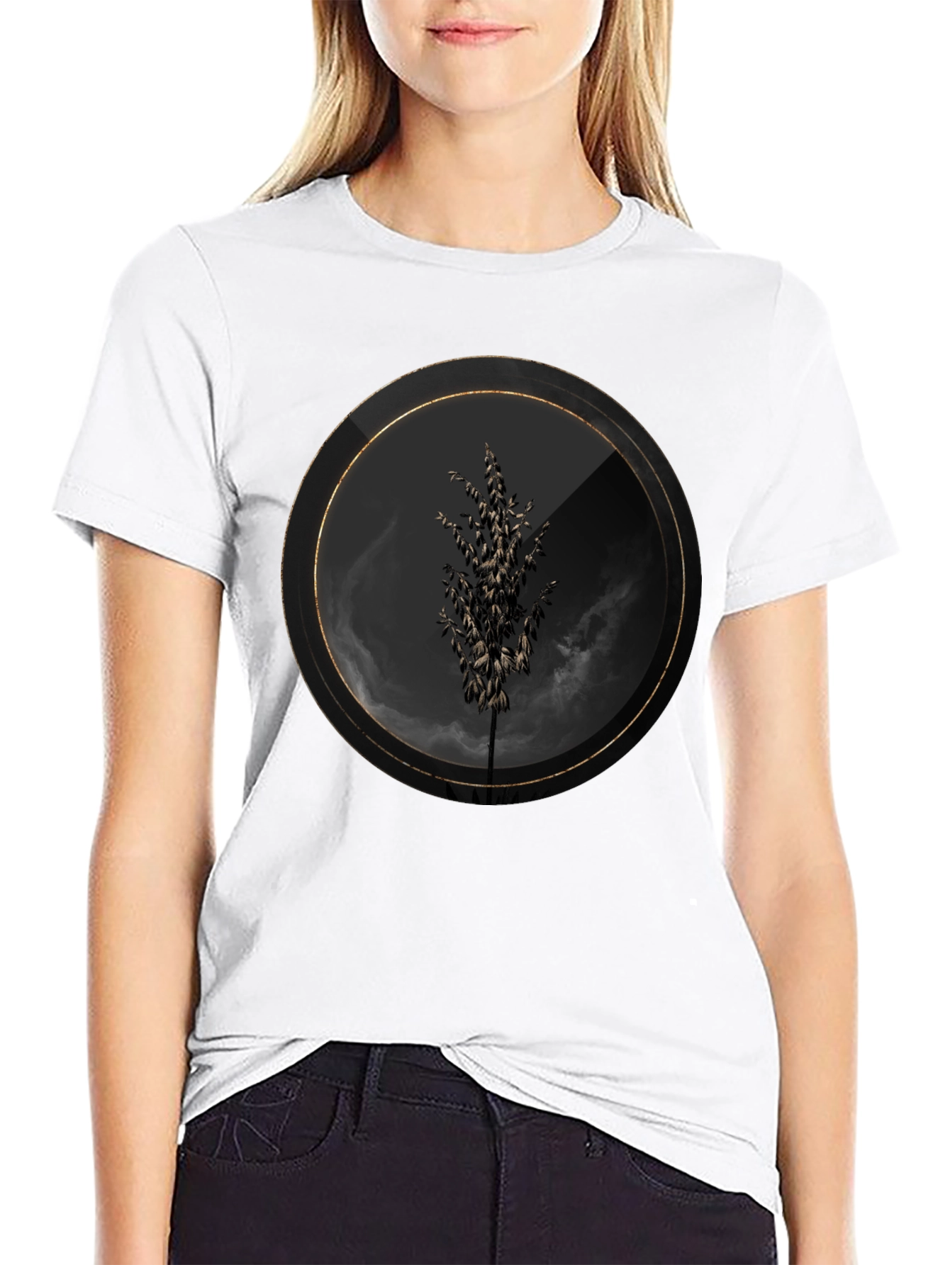 Modern Tree Graphic Black T-Shirt