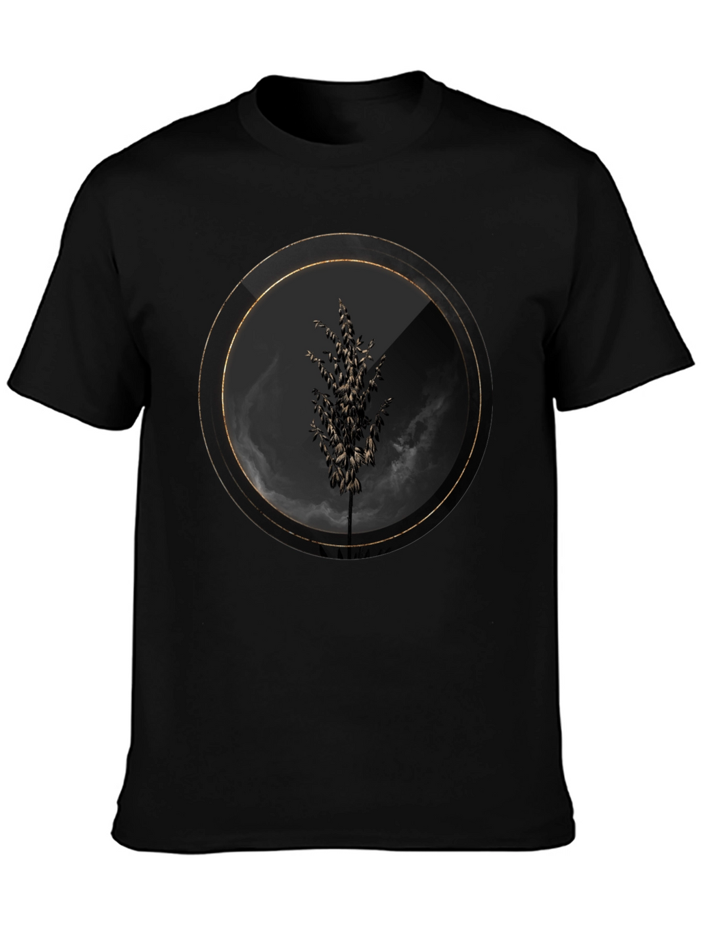 Modern Tree Graphic Black T-Shirt