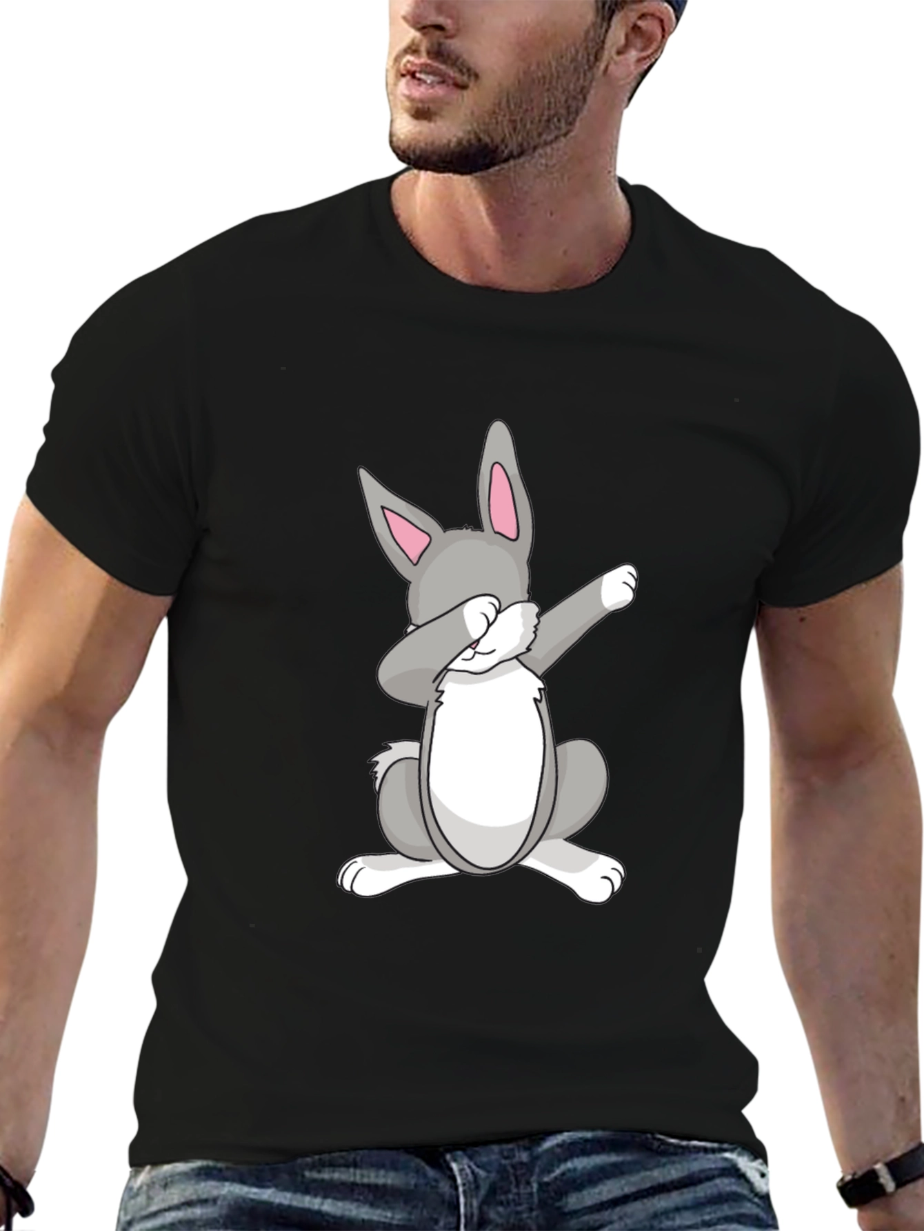 Dabbing Easter Bunny Black T-Shirt