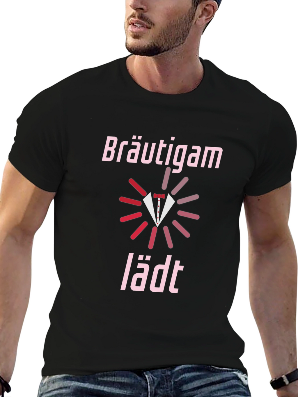Groom Invites Black T-Shirt Wedding Party Apparel