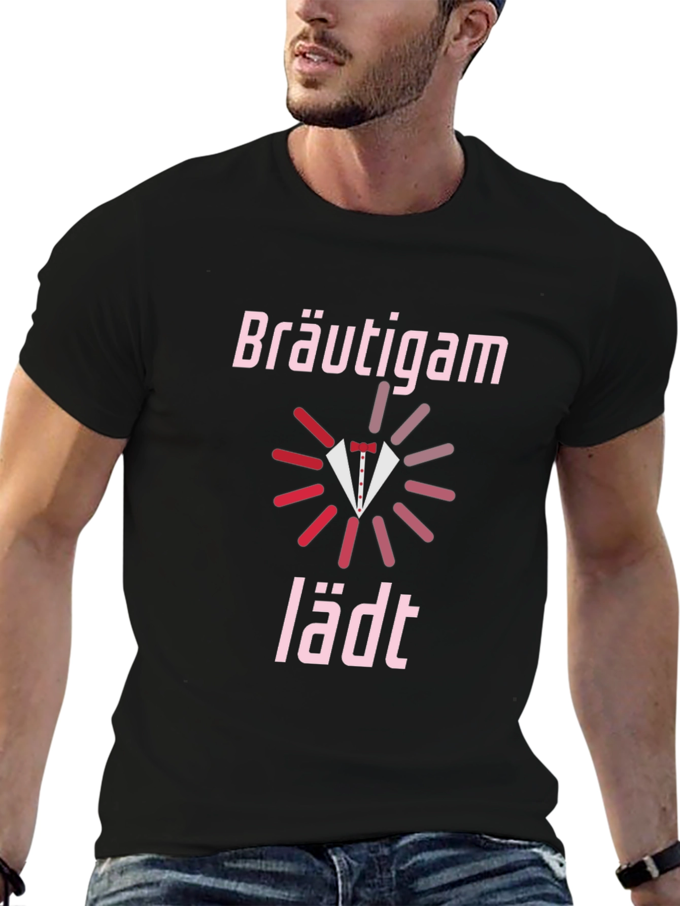Groom Invites Black T-Shirt Wedding Party Apparel