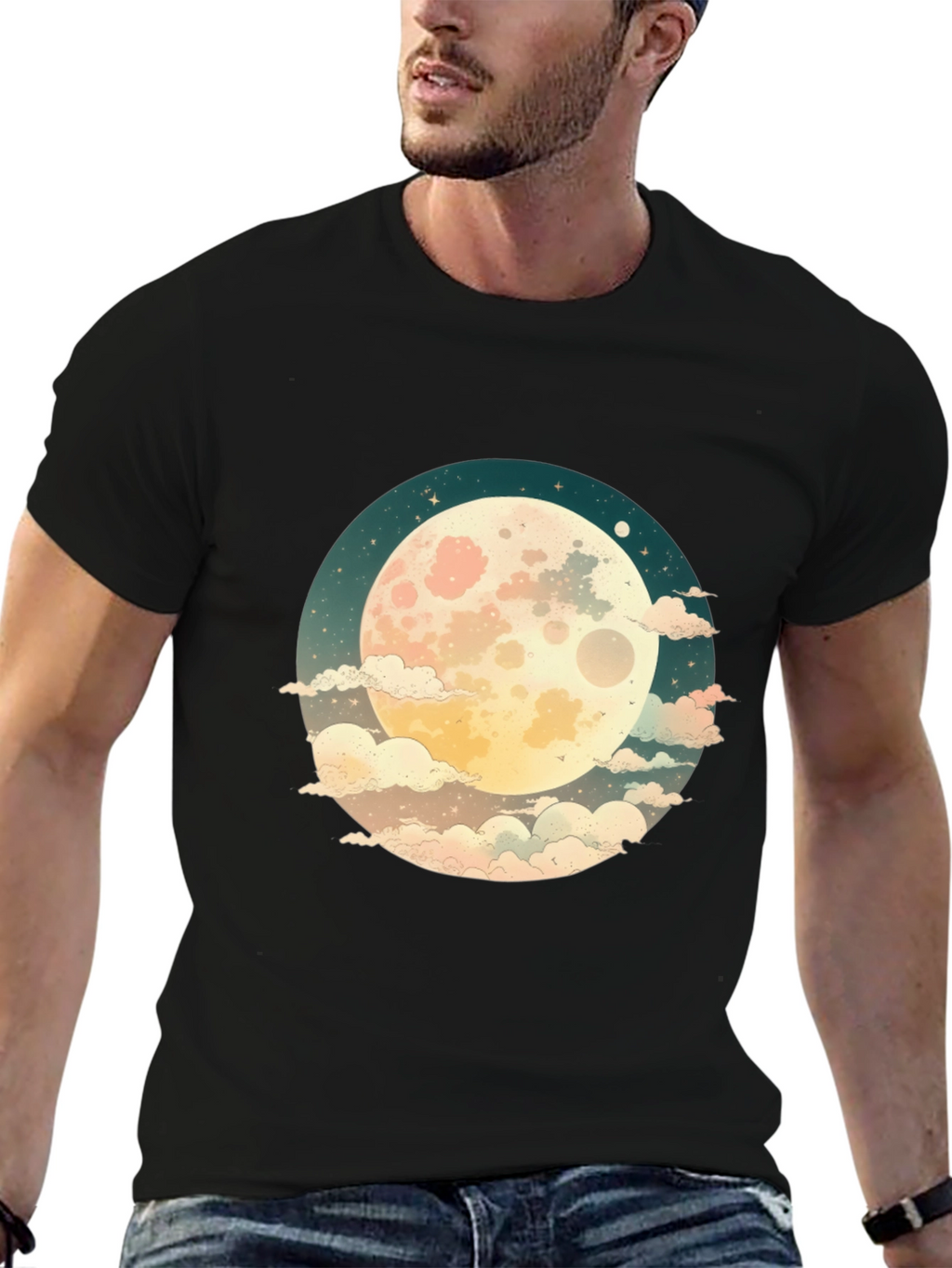 Celestial Moon Graphic Tee - Unisex Black T-Shirt