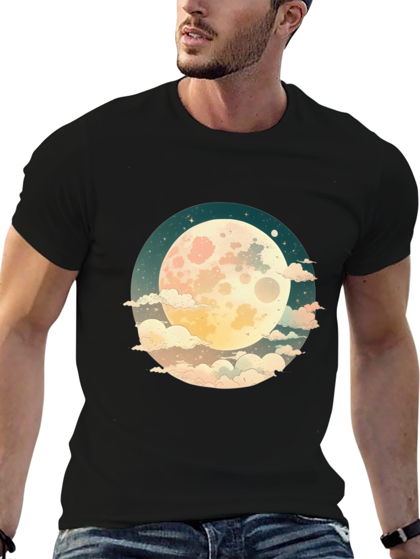 Celestial Moon Graphic Tee - Unisex Black T-Shirt