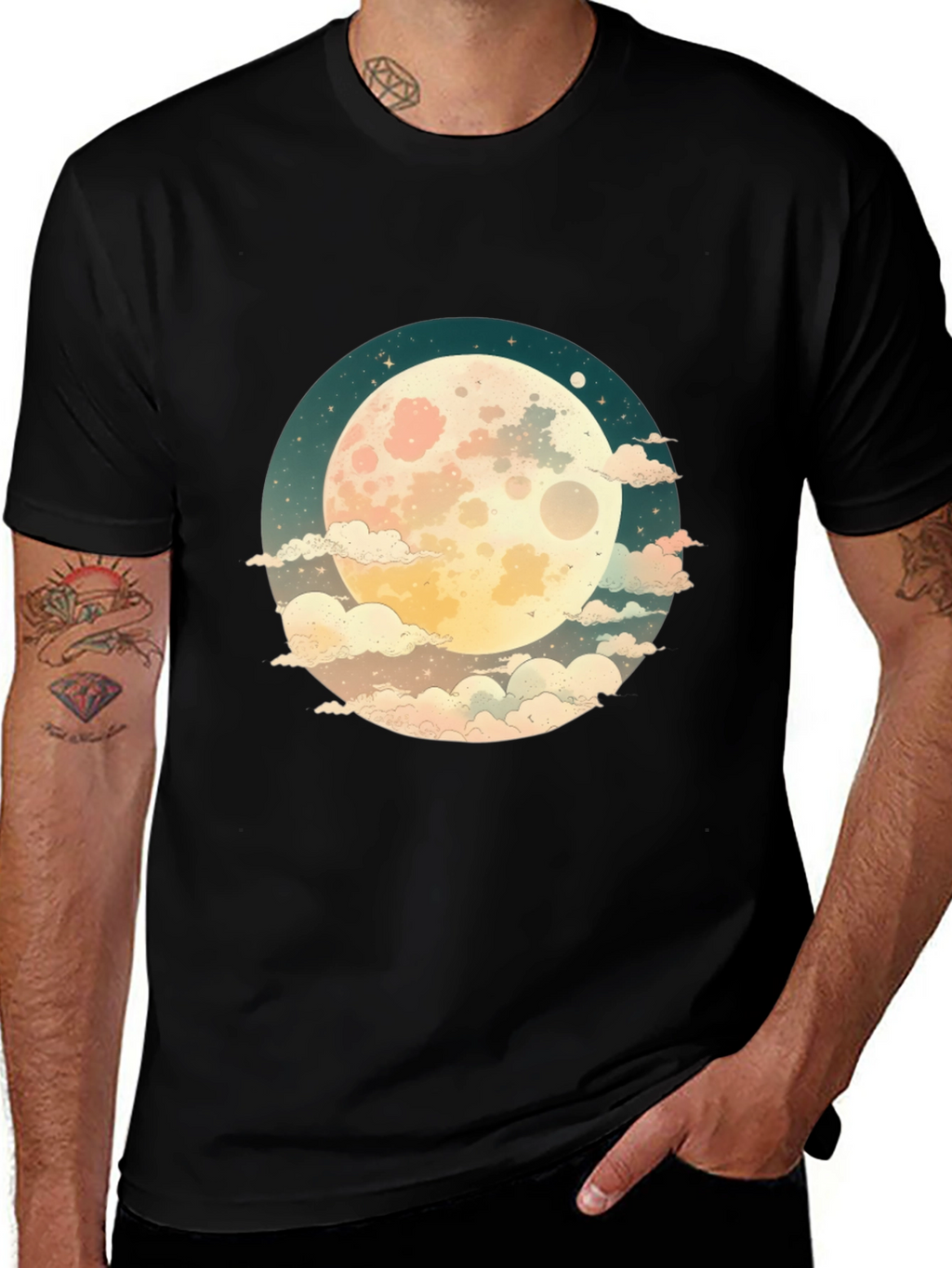 Celestial Moon Graphic Tee - Unisex Black T-Shirt