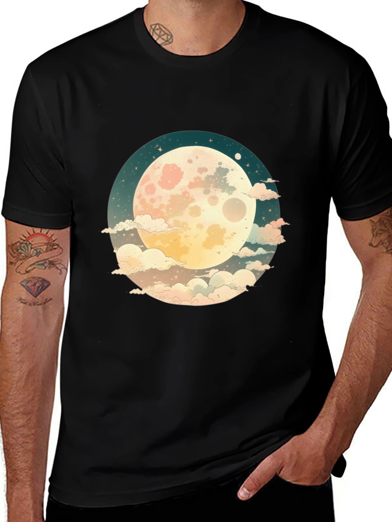 Celestial Moon Graphic Tee - Unisex Black T-Shirt