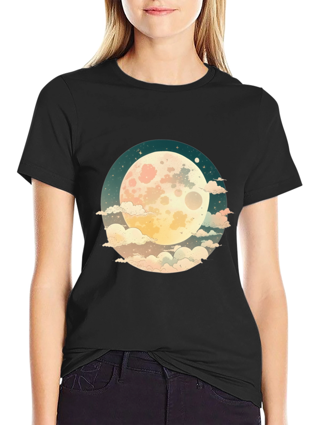 Celestial Moon Graphic Tee - Unisex Black T-Shirt