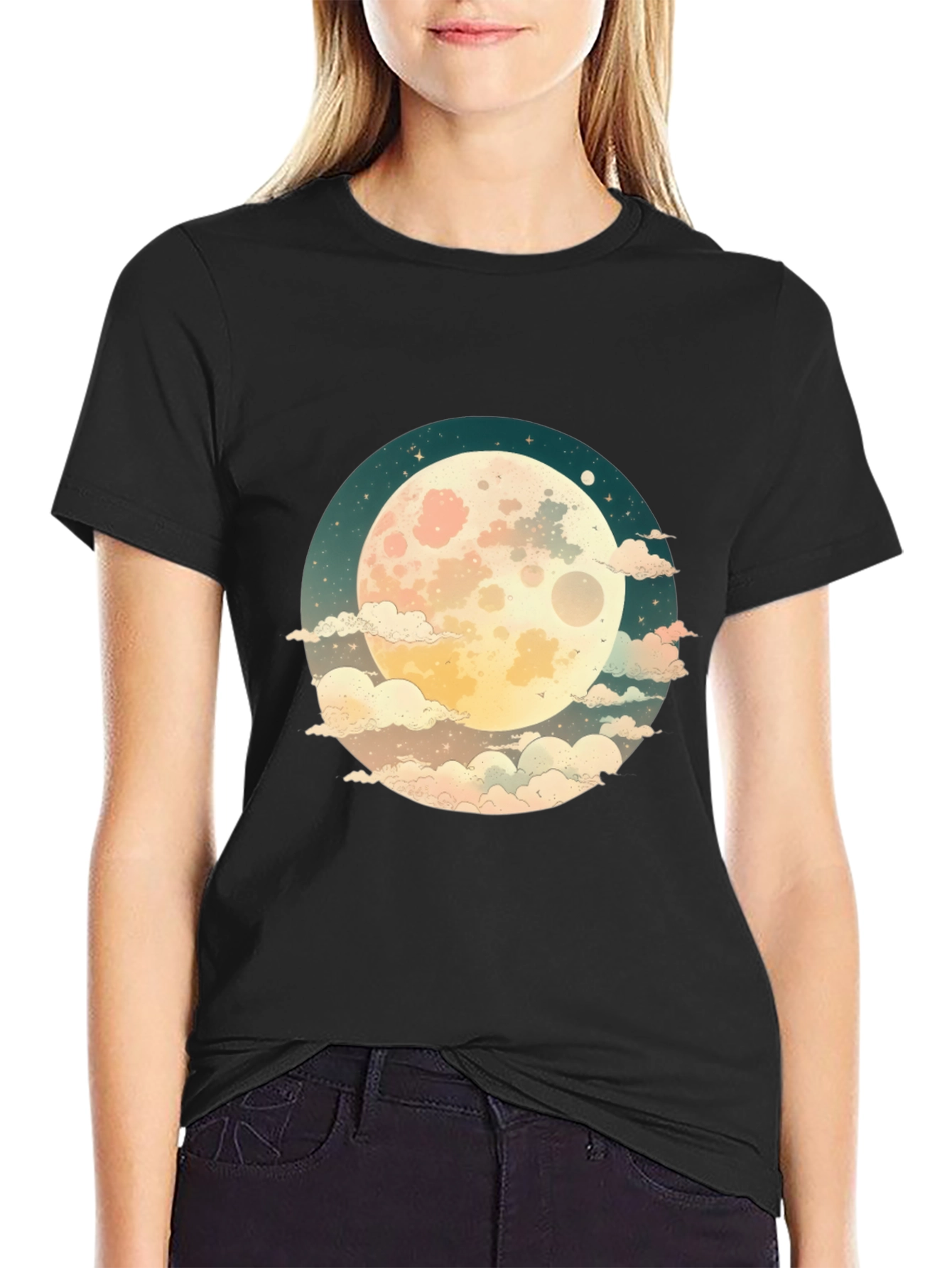 Celestial Moon Graphic Tee - Unisex Black T-Shirt