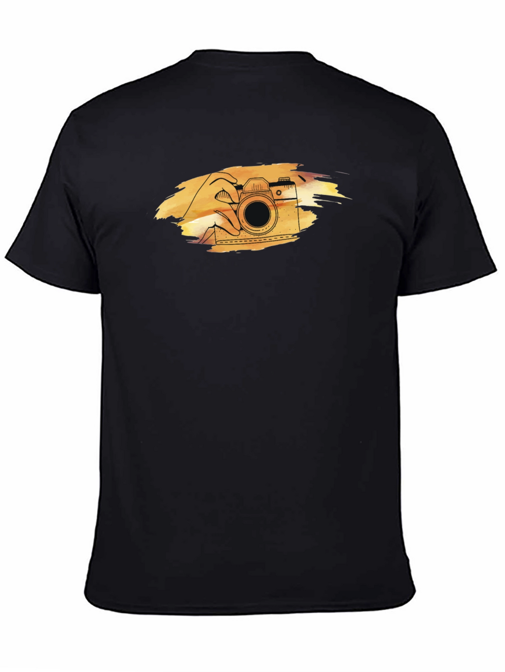 Retro Camera Graphic Tee - Black Cotton T-Shirt