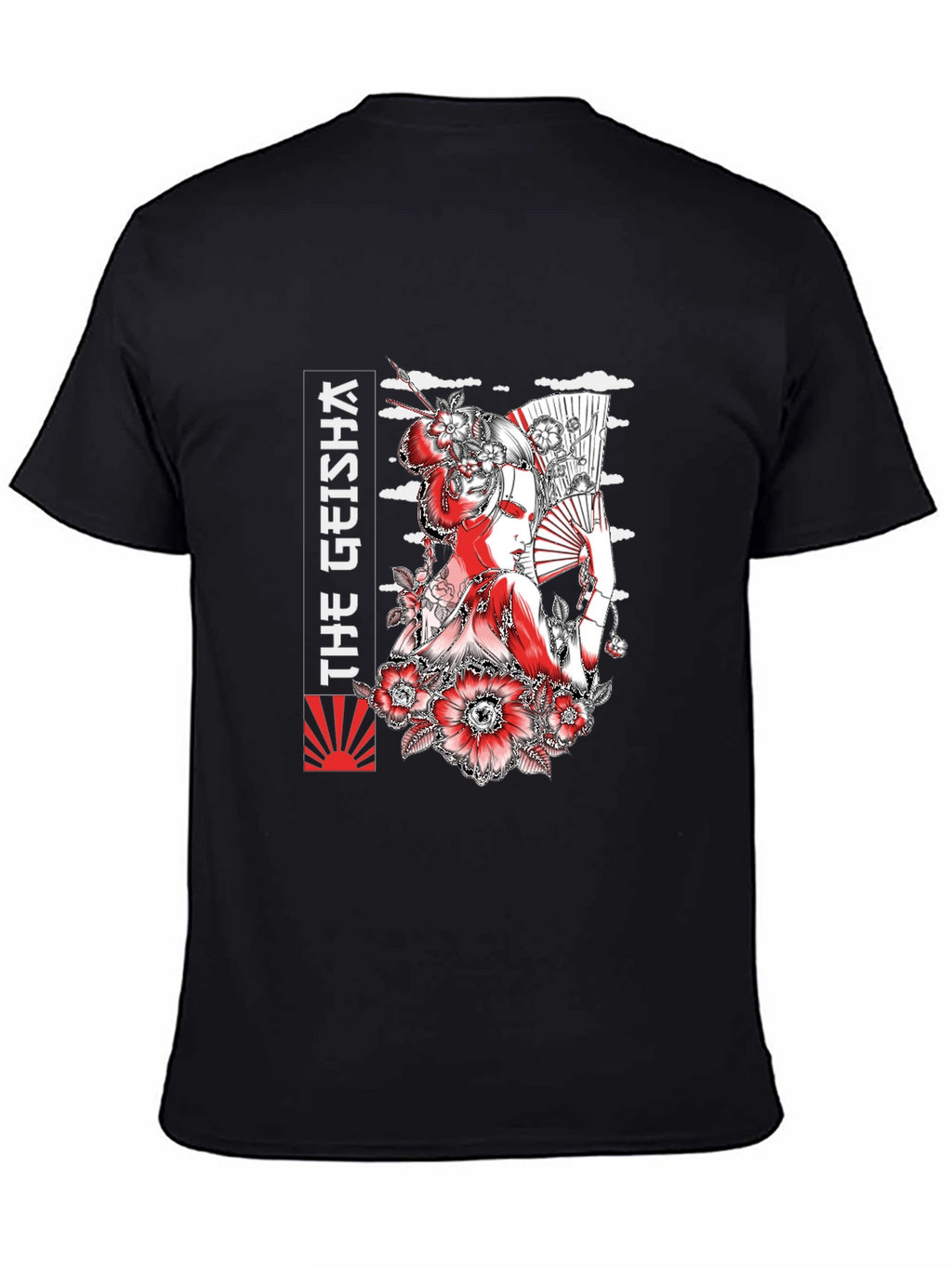 Geisha Graphic Print Black T-Shirt