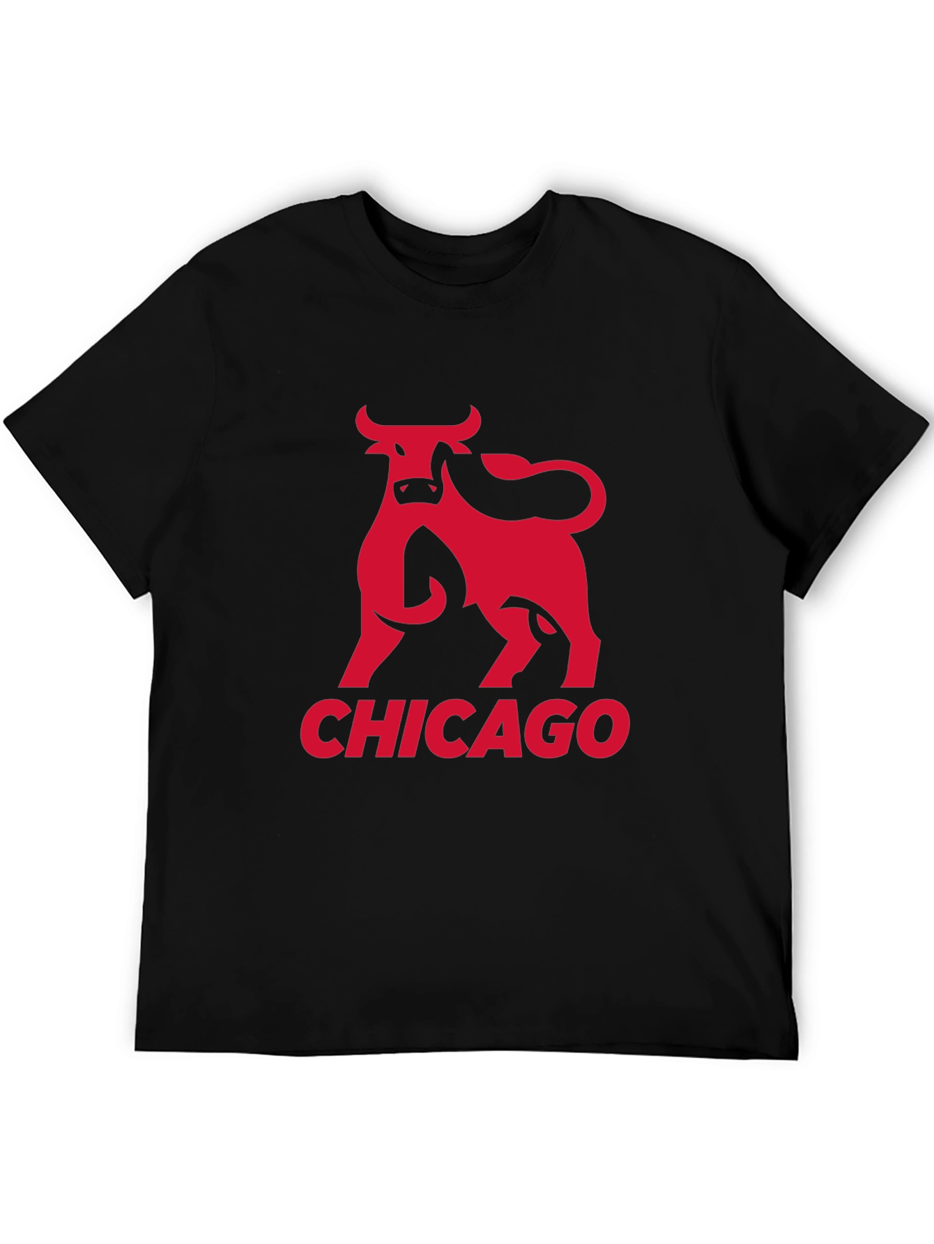 Chicago Bulls Graphic Tee - Red Bull Print on Black