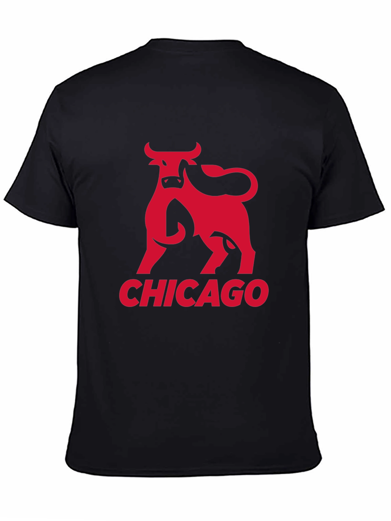 Chicago Bulls Graphic Tee - Red Bull Print on Black