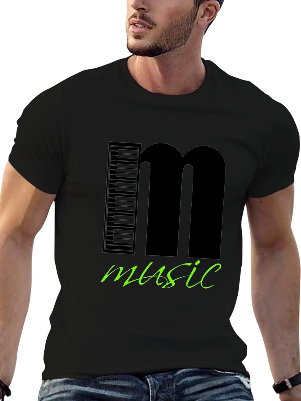 Music T-Shirt Keyboard and Letter M Design