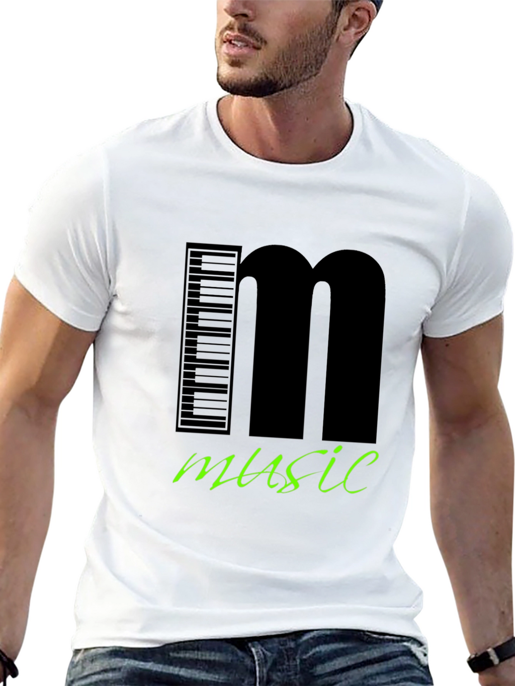 Music T-Shirt Keyboard and Letter M Design