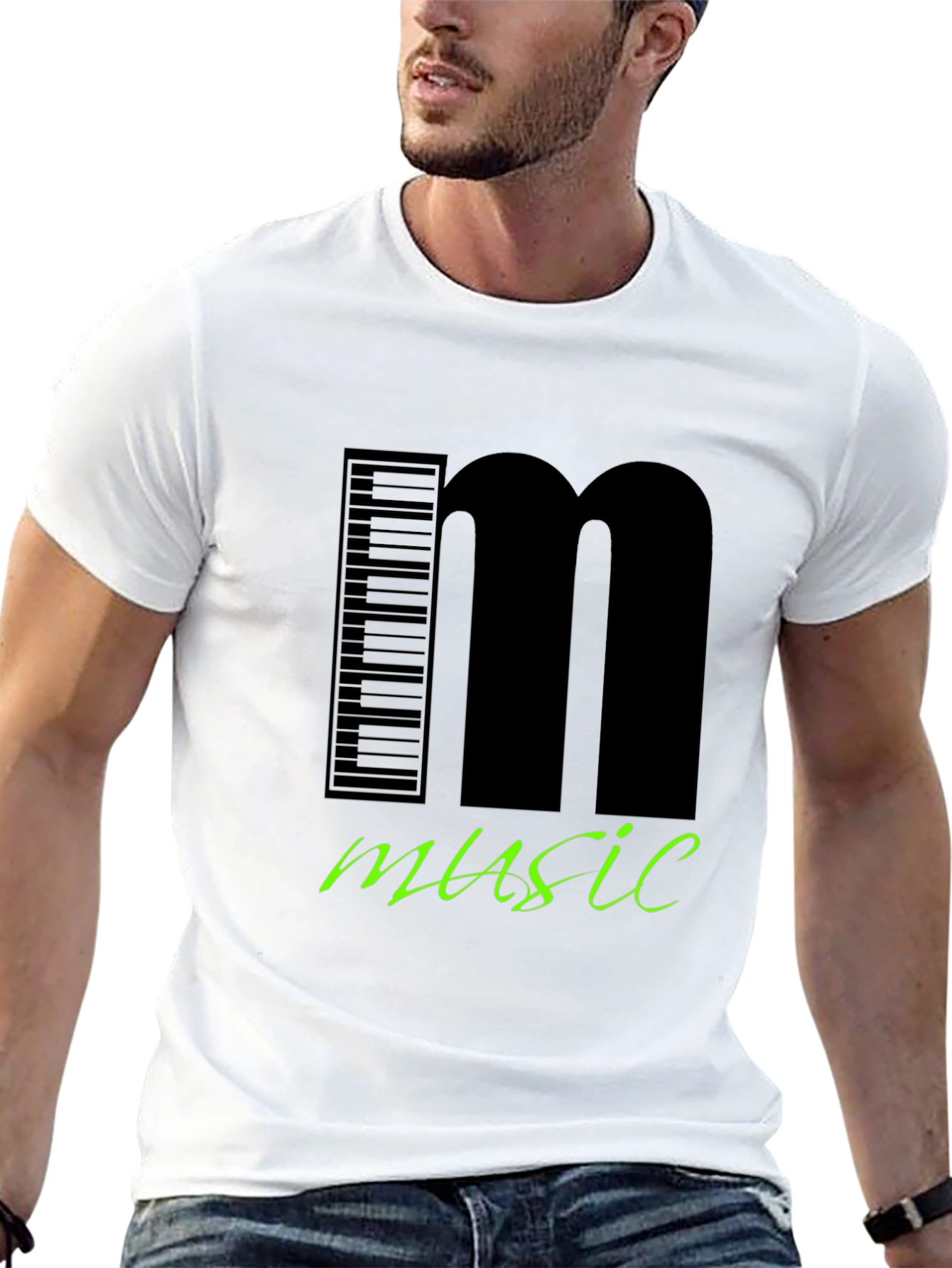 Music T-Shirt Keyboard and Letter M Design