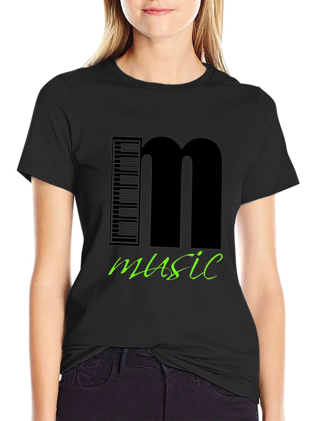 Music T-Shirt Keyboard and Letter M Design