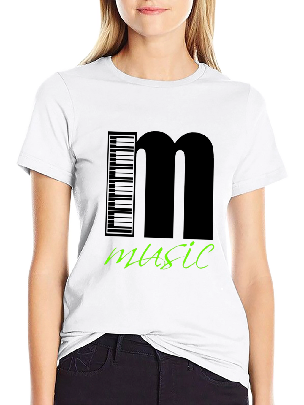 Music T-Shirt Keyboard and Letter M Design