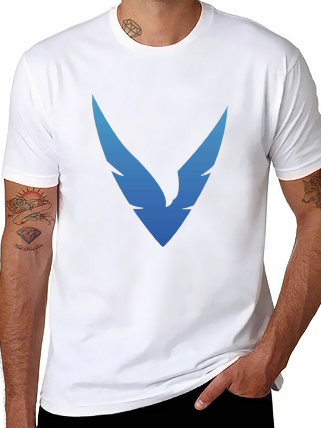 Black T-Shirt with Blue Winged Logo
