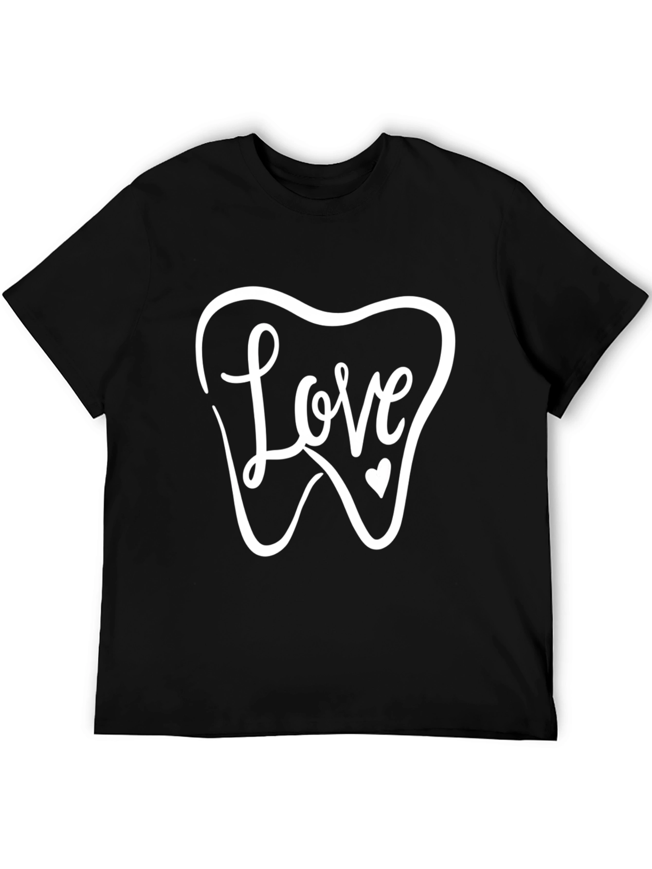 Dentist Love Tooth Graphic T-Shirt - Black