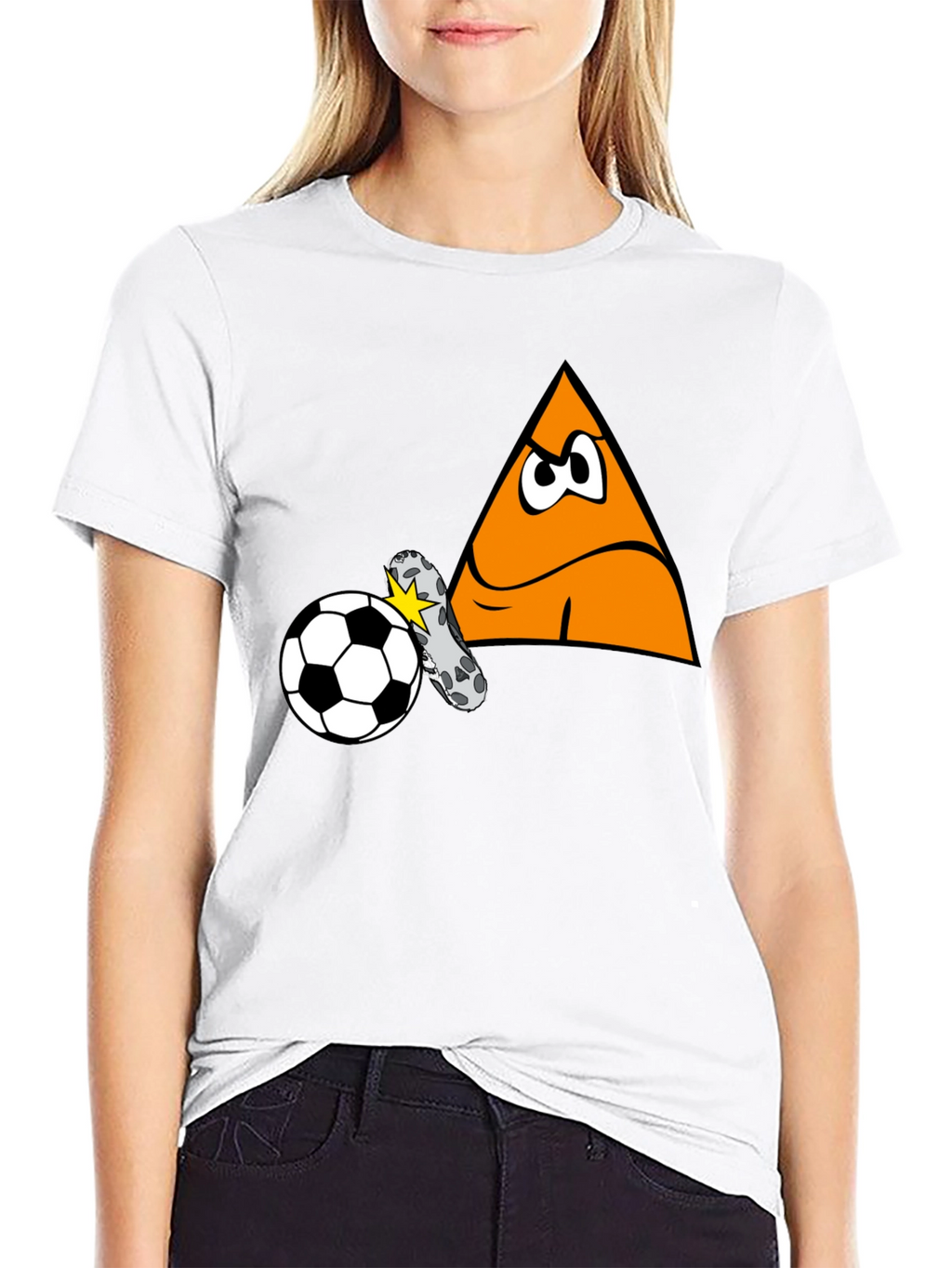 Funny Triangle Soccer Kick Black T-Shirt