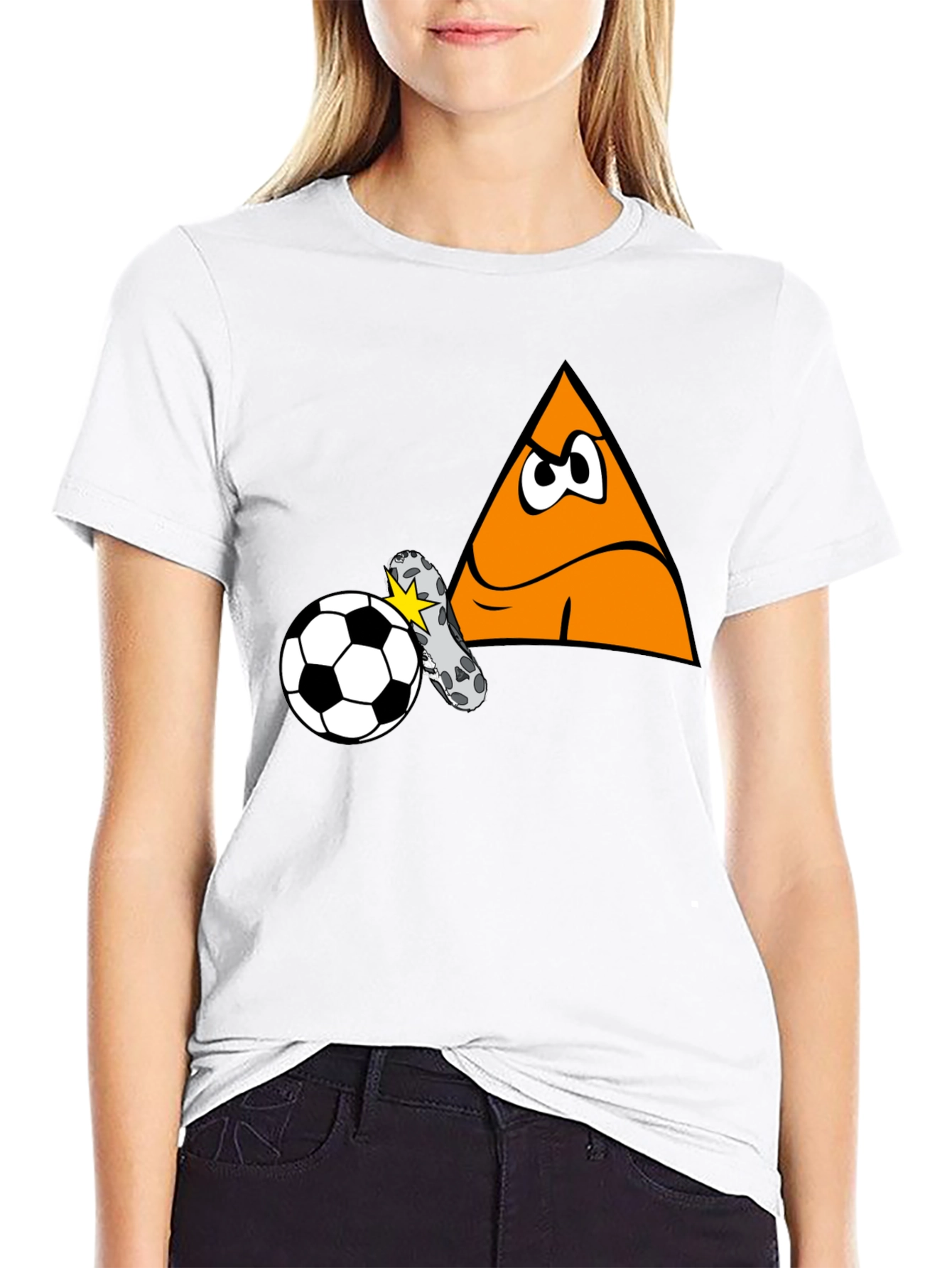 Funny Triangle Soccer Kick Black T-Shirt