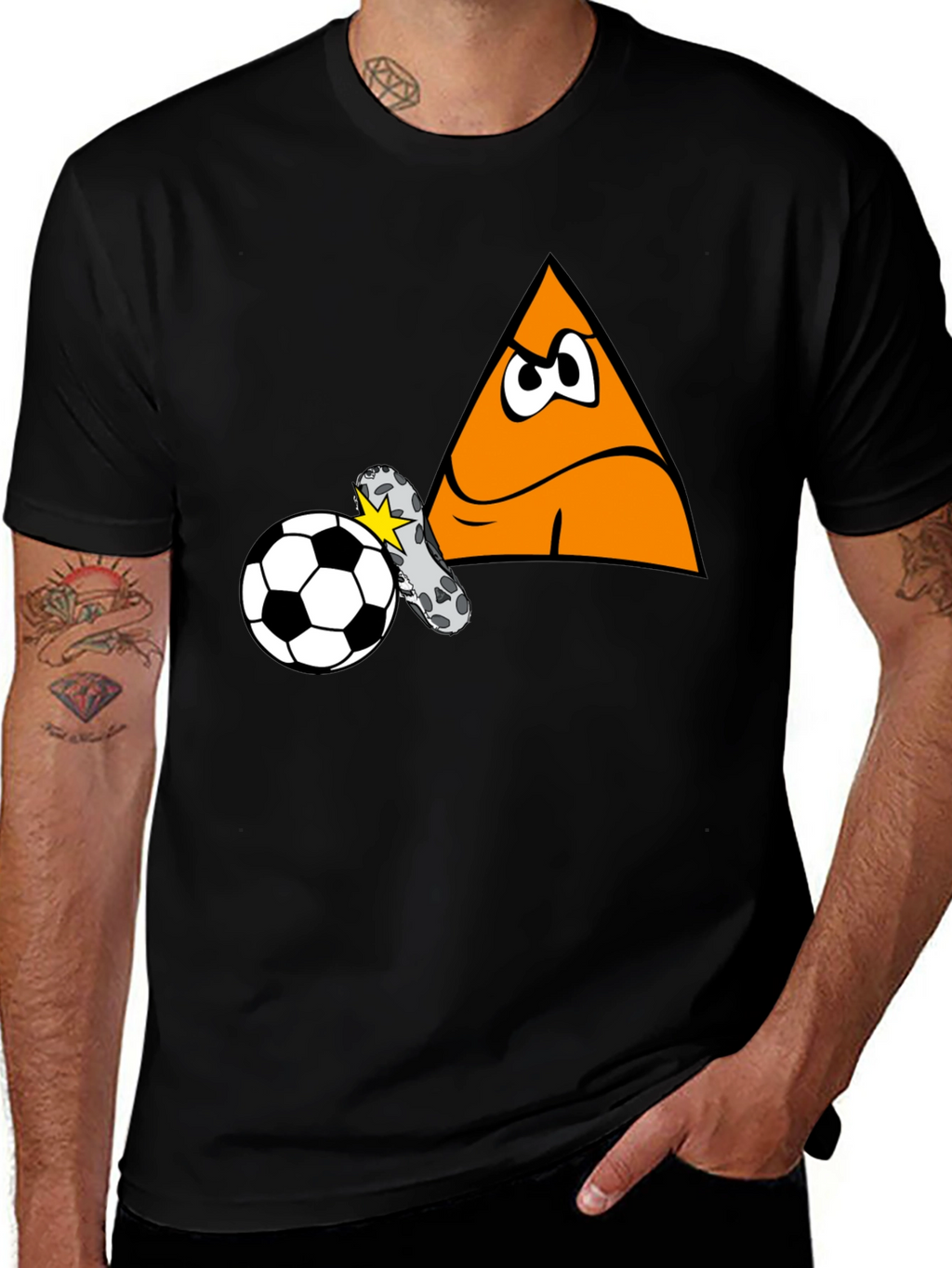 Funny Triangle Soccer Kick Black T-Shirt