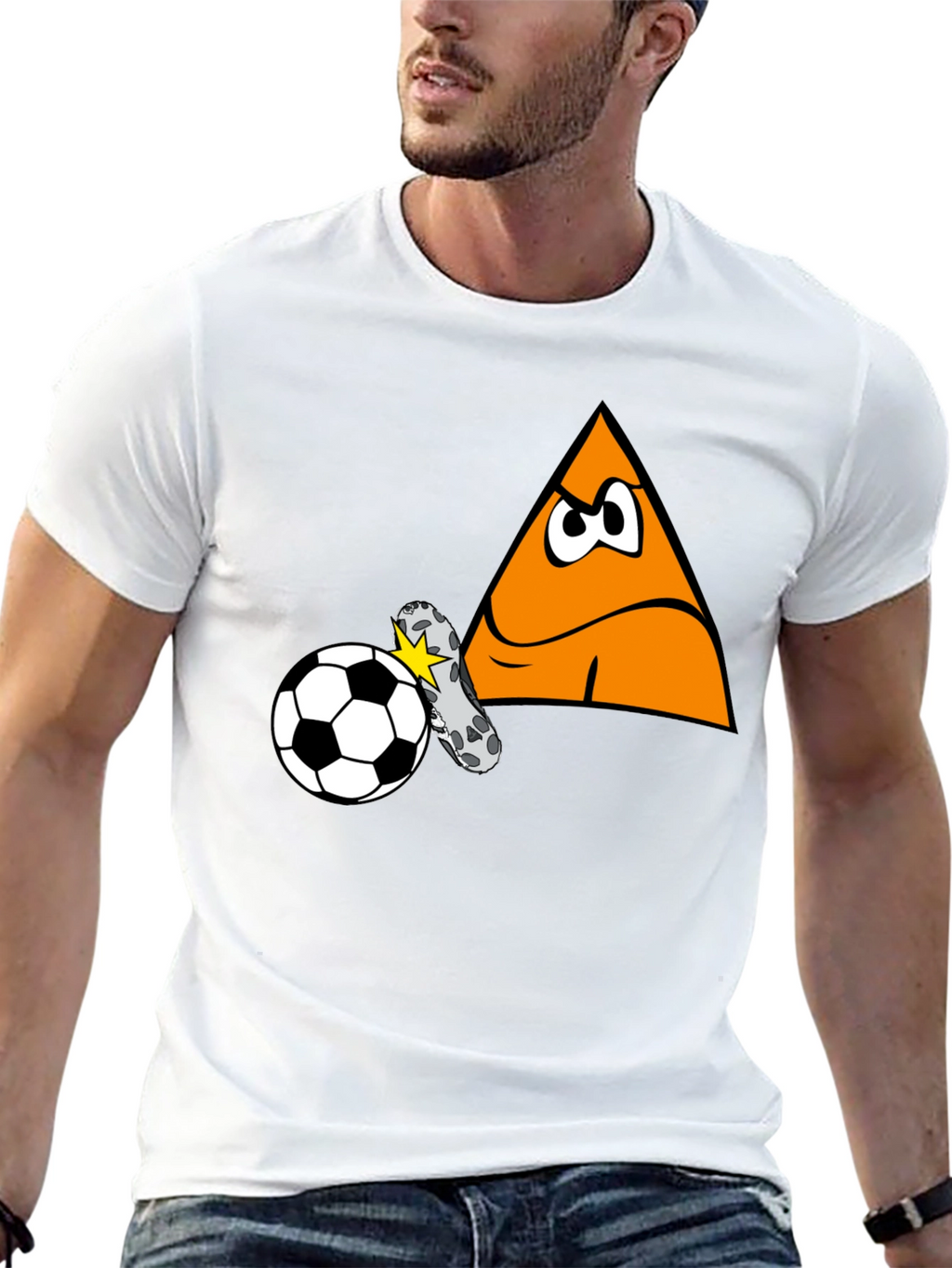 Funny Triangle Soccer Kick Black T-Shirt