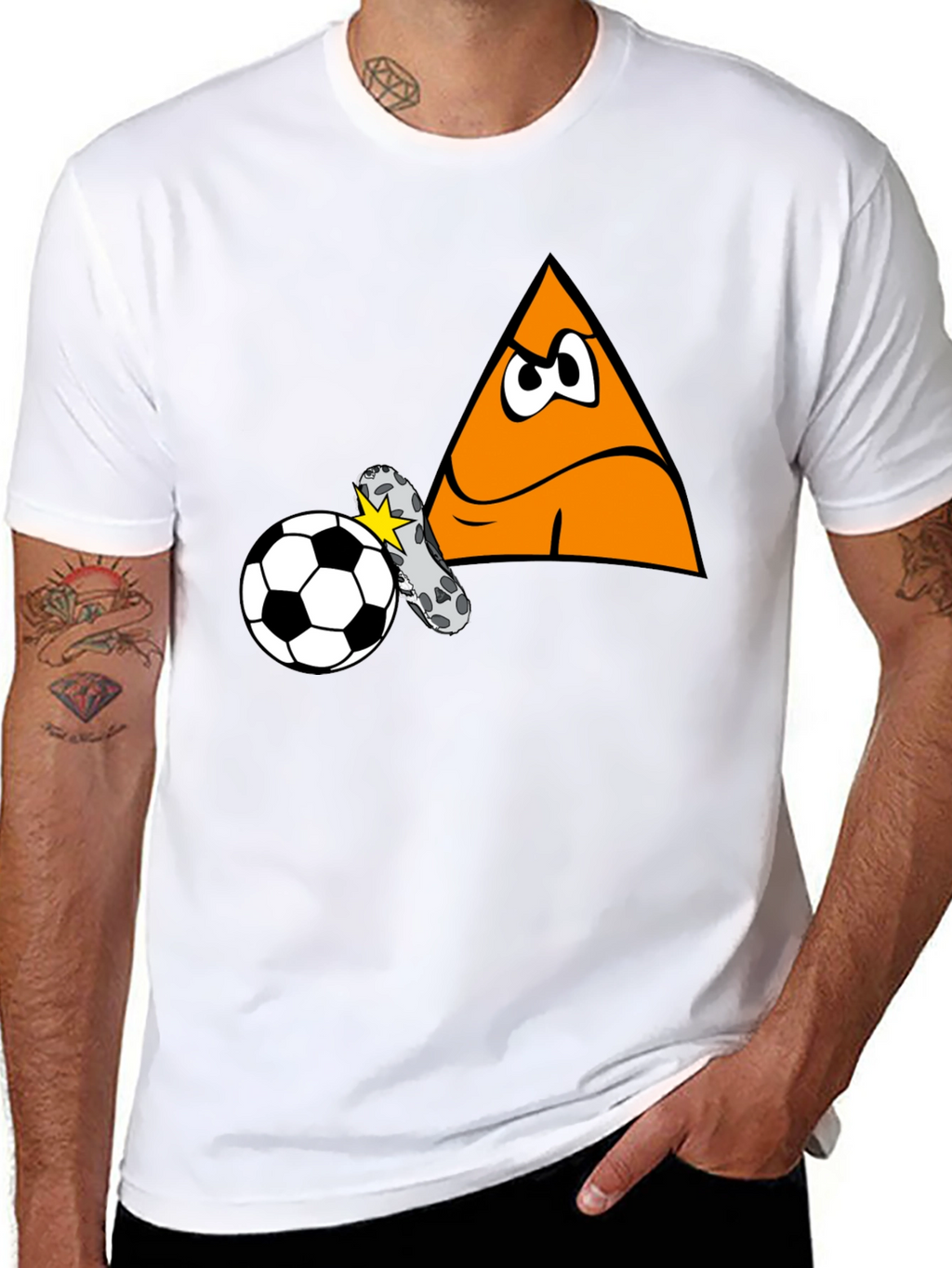 Funny Triangle Soccer Kick Black T-Shirt