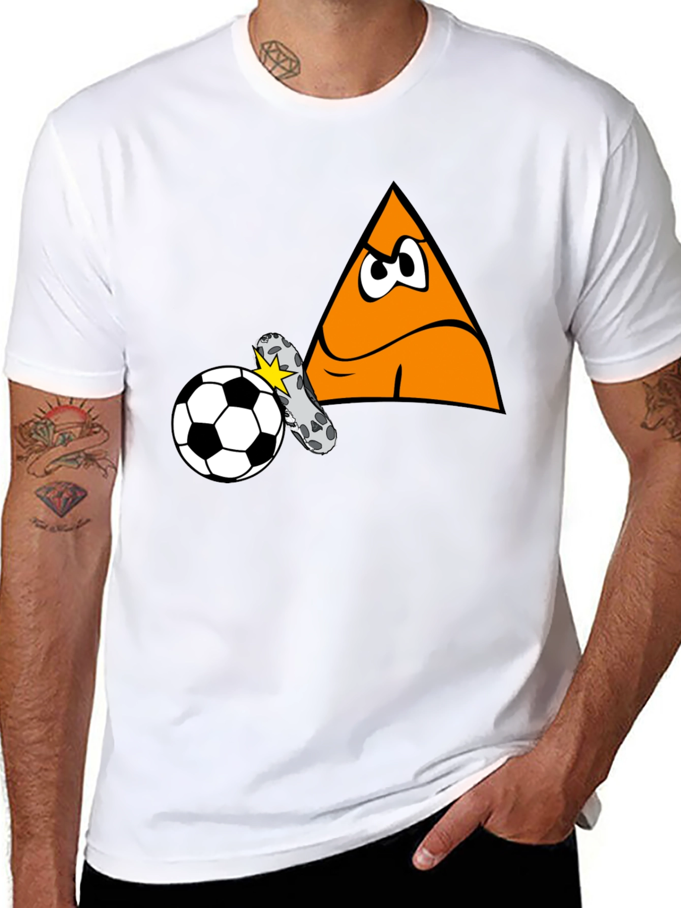 Funny Triangle Soccer Kick Black T-Shirt