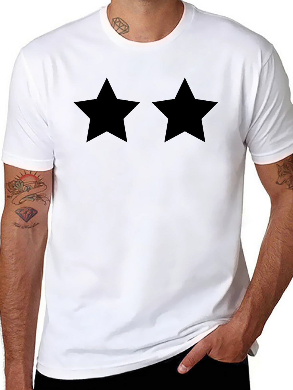 Two Stars Black T-Shirt