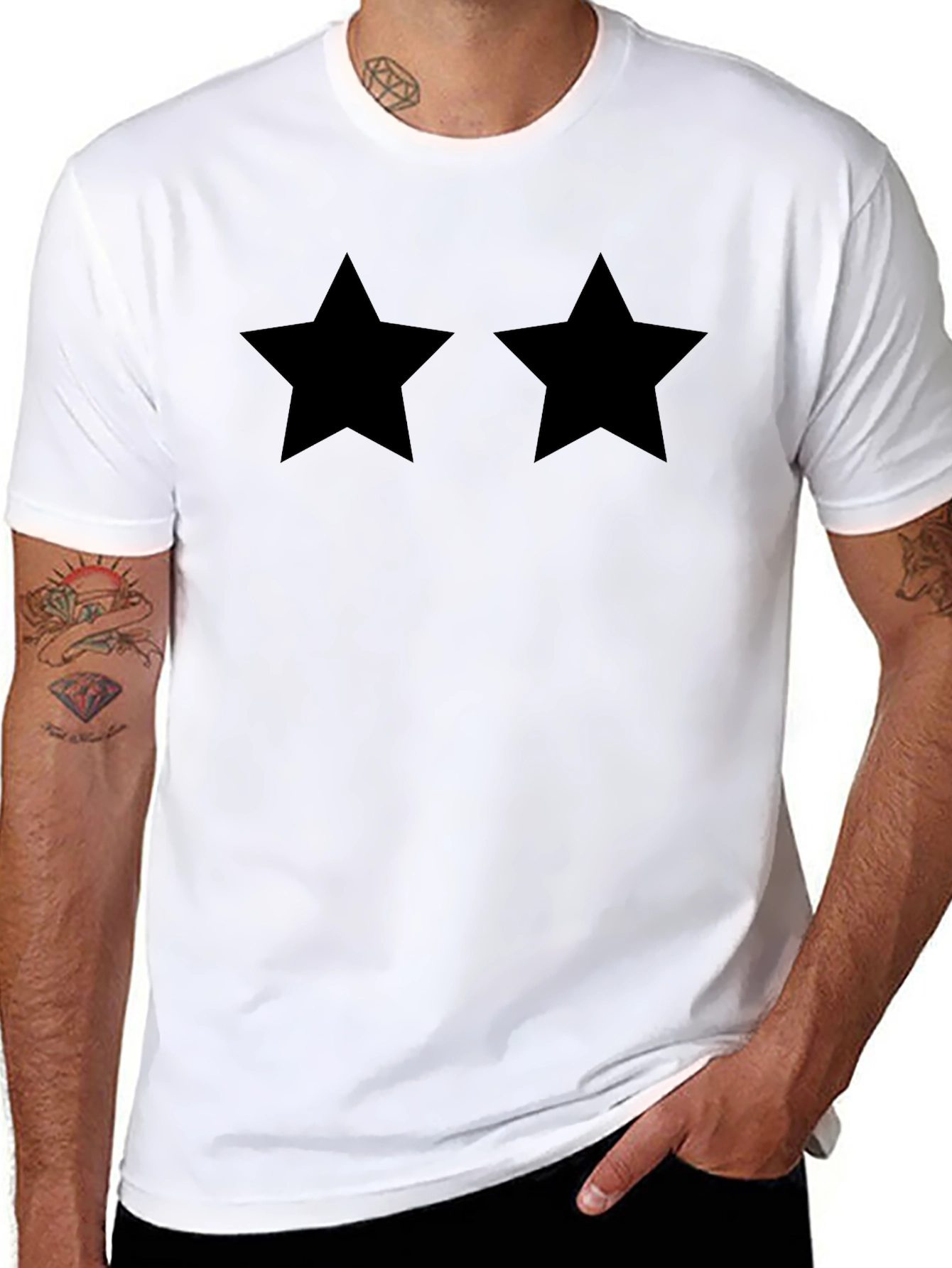 Two Stars Black T-Shirt