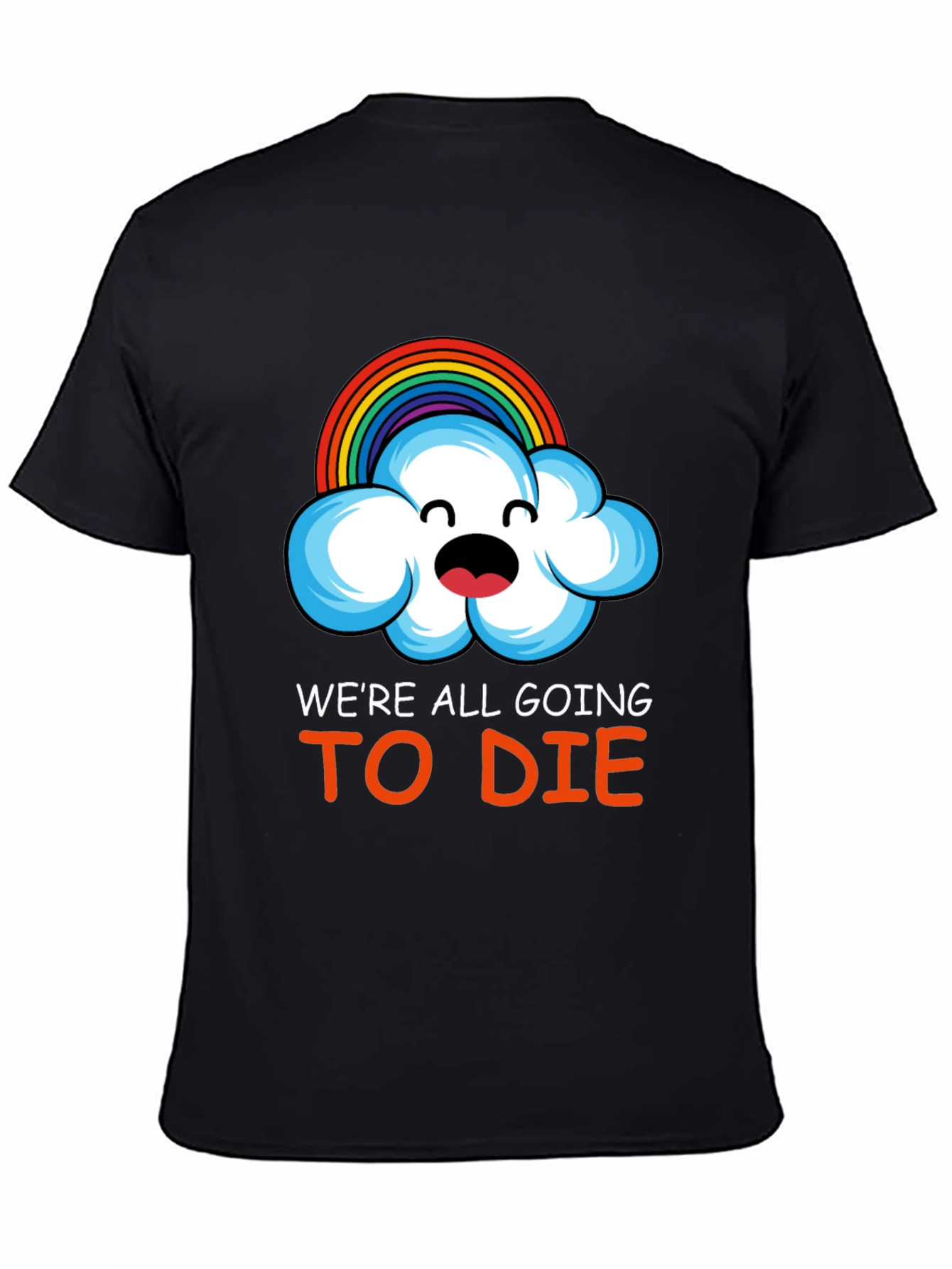 Humorous Rainbow Cloud Graphic T-Shirt