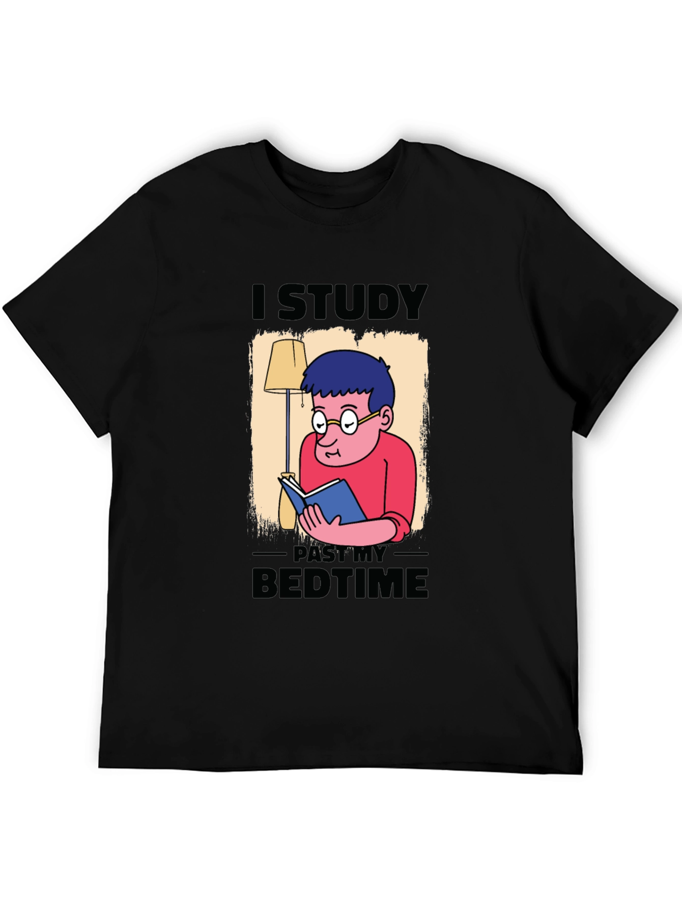 I Study Past My Bedtime Black T-Shirt