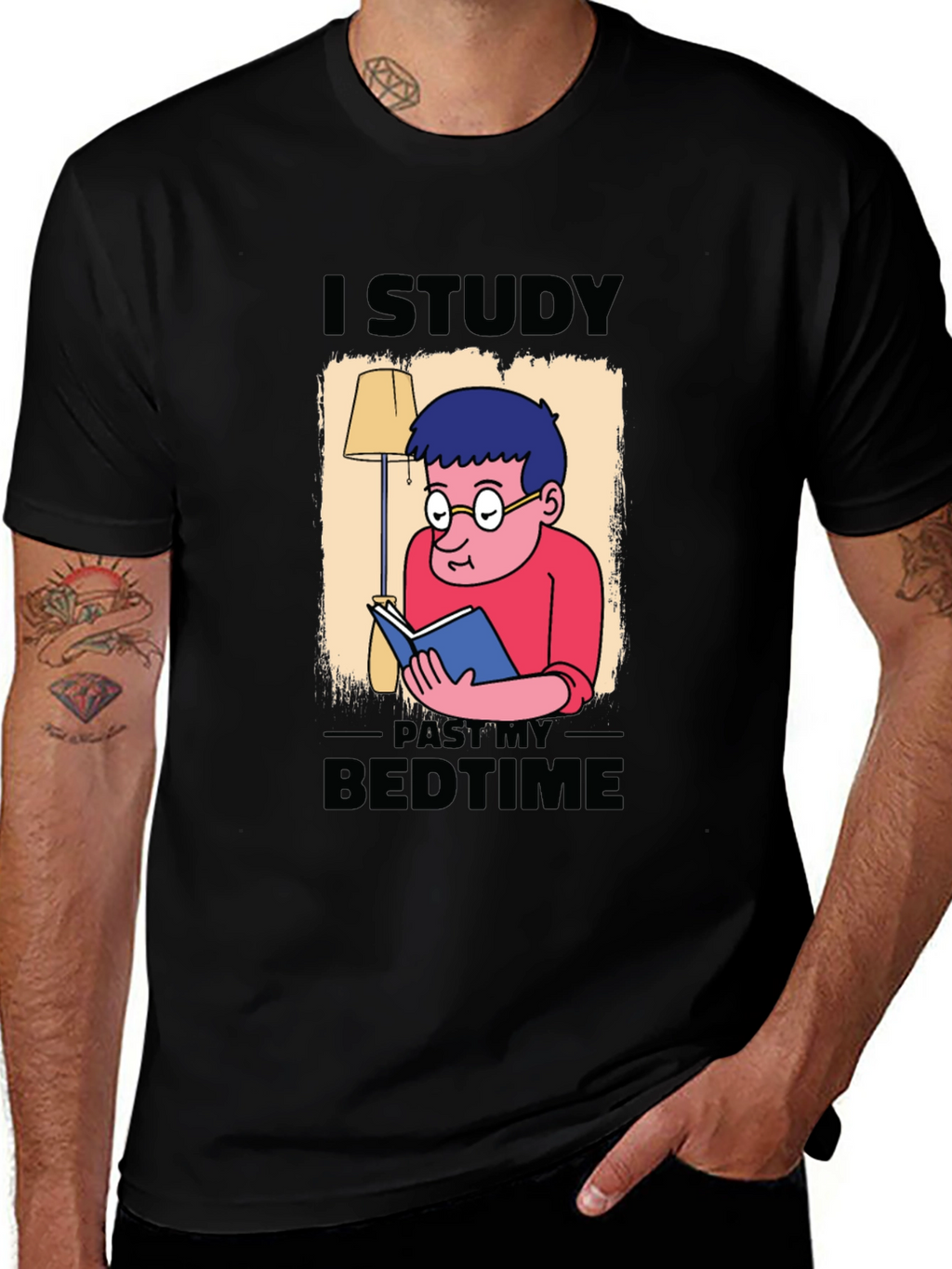 I Study Past My Bedtime Black T-Shirt