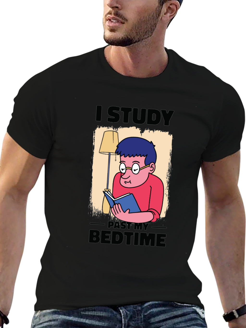I Study Past My Bedtime Black T-Shirt