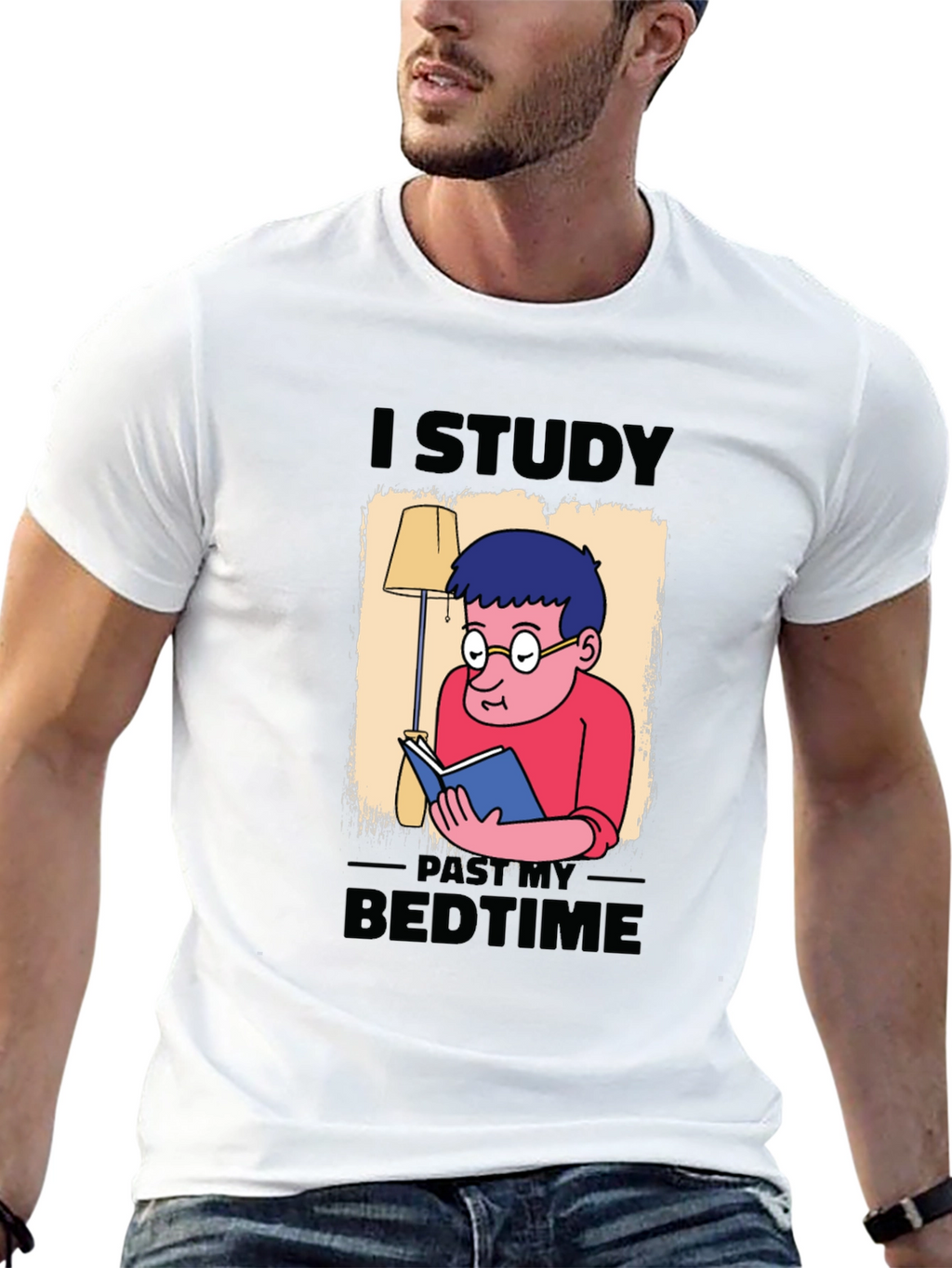 I Study Past My Bedtime Black T-Shirt
