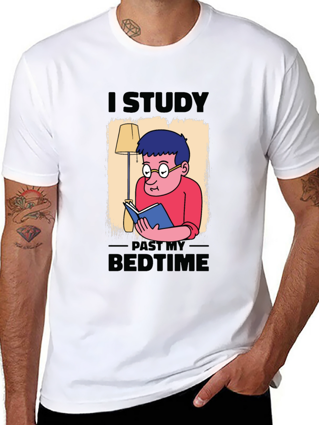 I Study Past My Bedtime Black T-Shirt