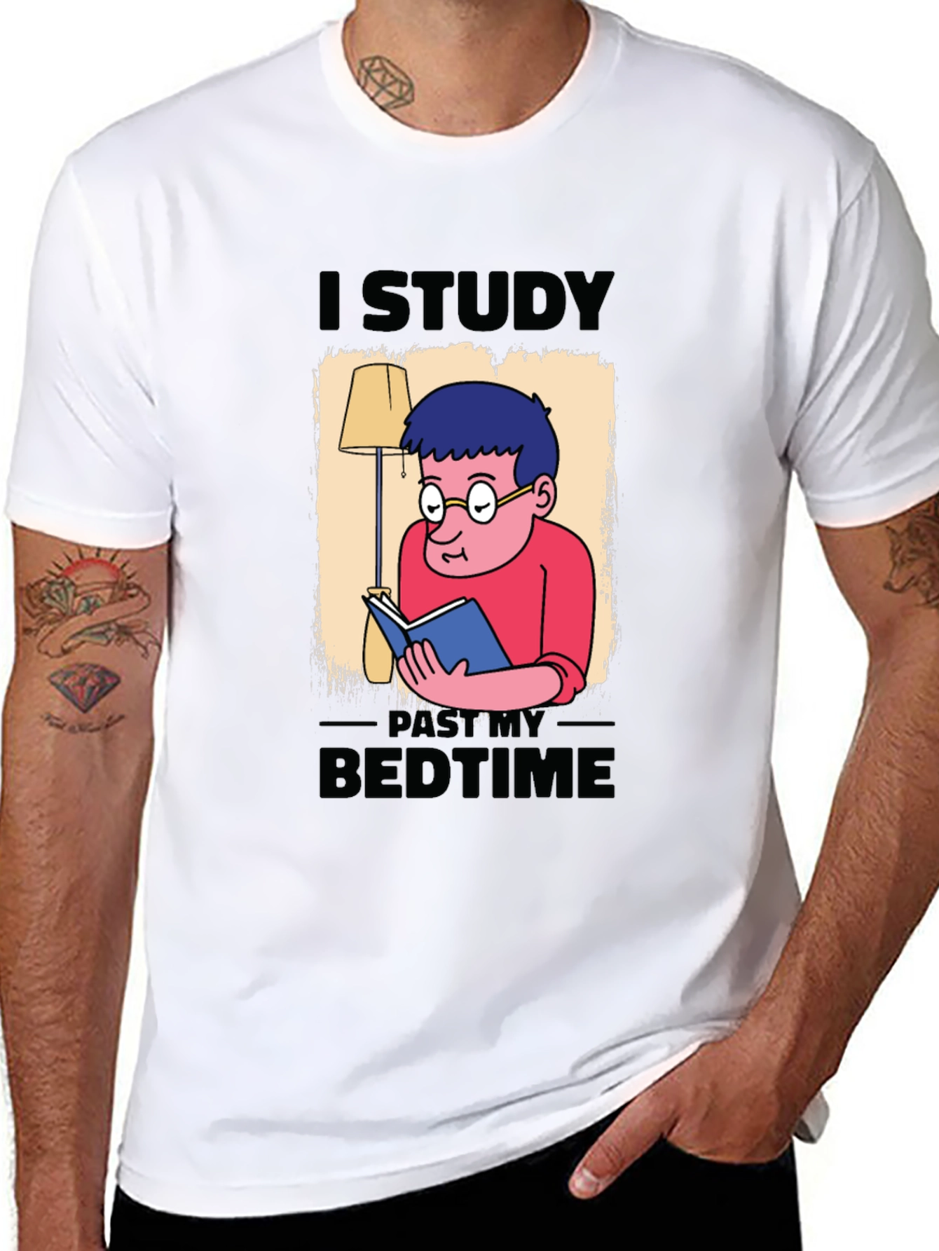 I Study Past My Bedtime Black T-Shirt