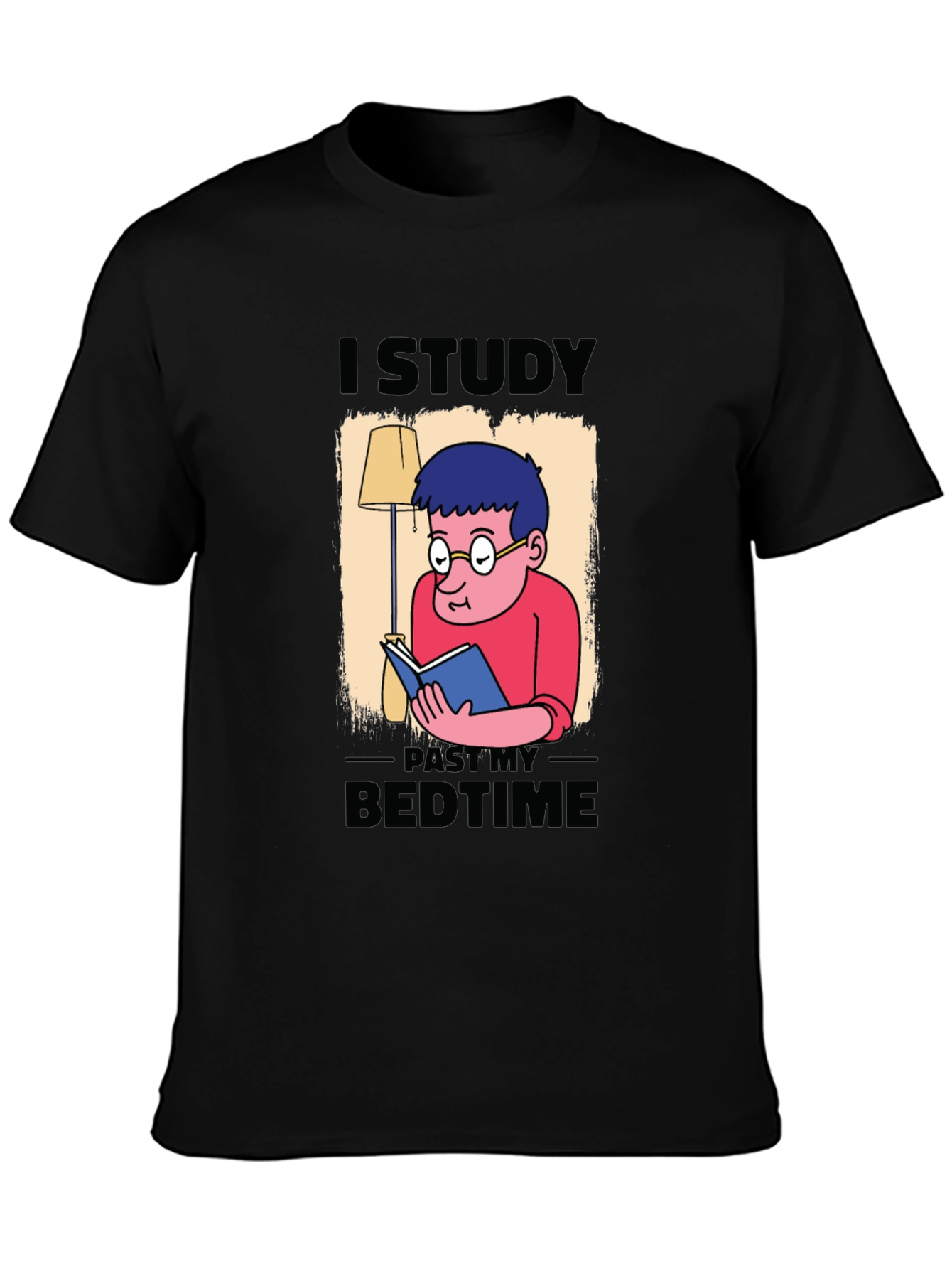 I Study Past My Bedtime Black T-Shirt