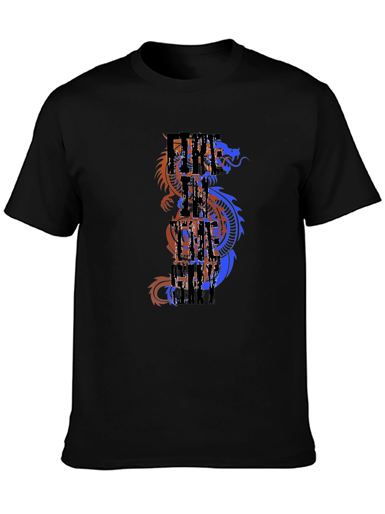 Dragon Fire City Mens Graphic Tee - Black