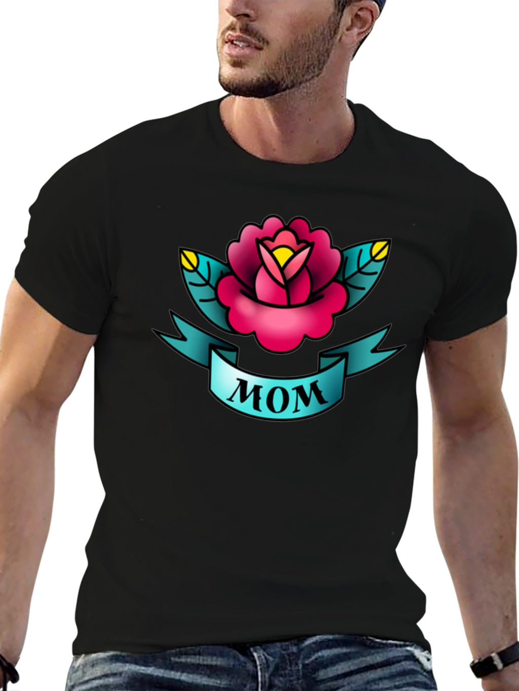 Mom Tattoo Style Rose Graphic Tee