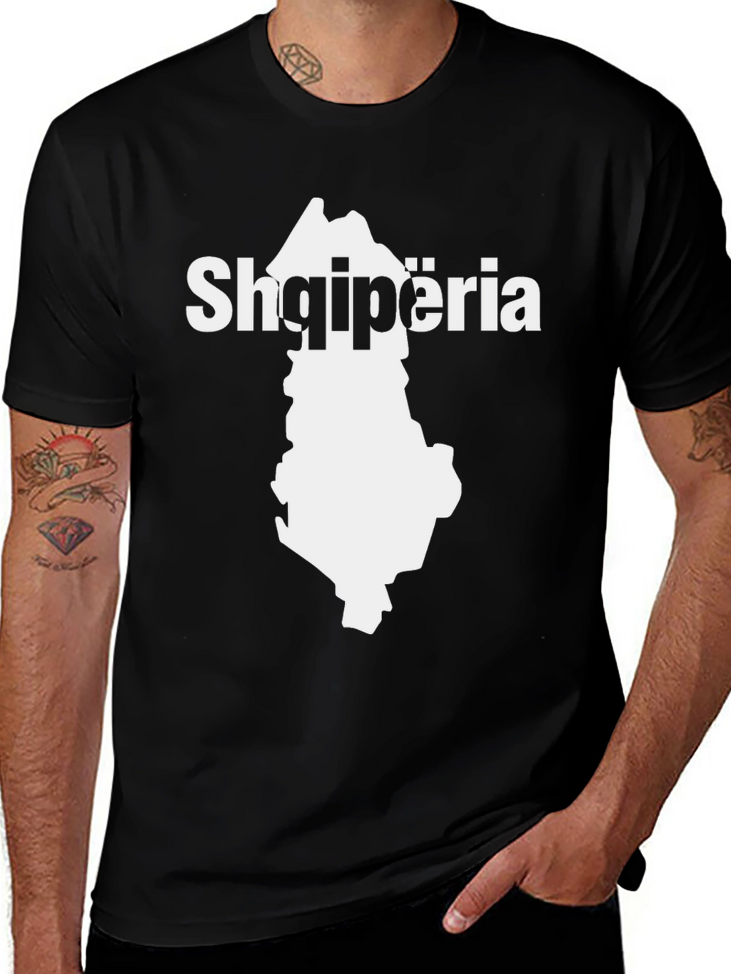 Albania Map T-Shirt - Black Shqipëria Pride