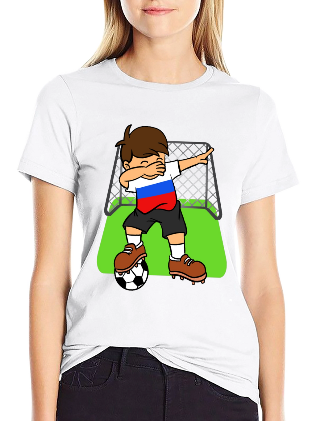 Boy Dab Soccer Russia Flag T-Shirt