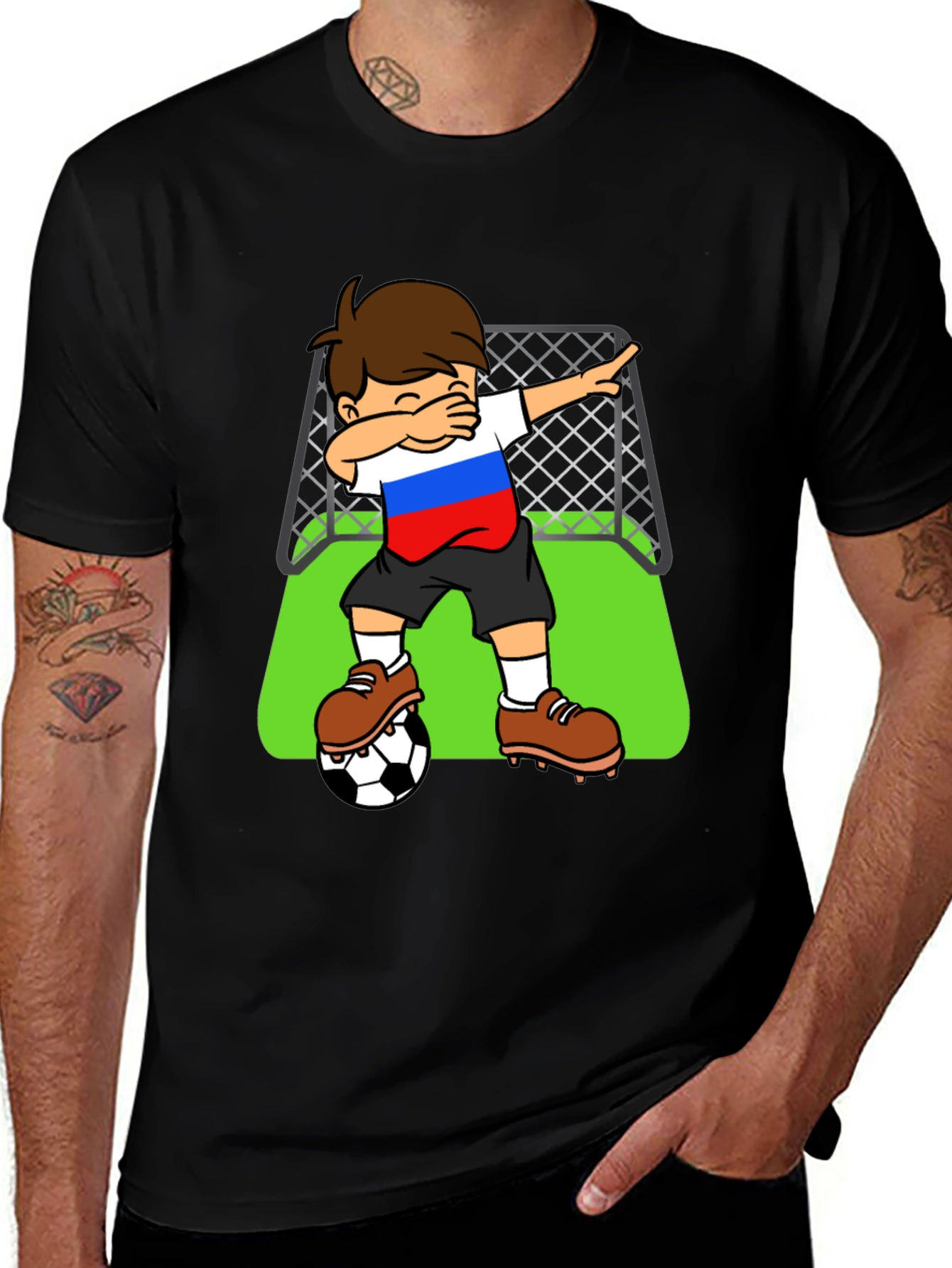 Boy Dab Soccer Russia Flag T-Shirt