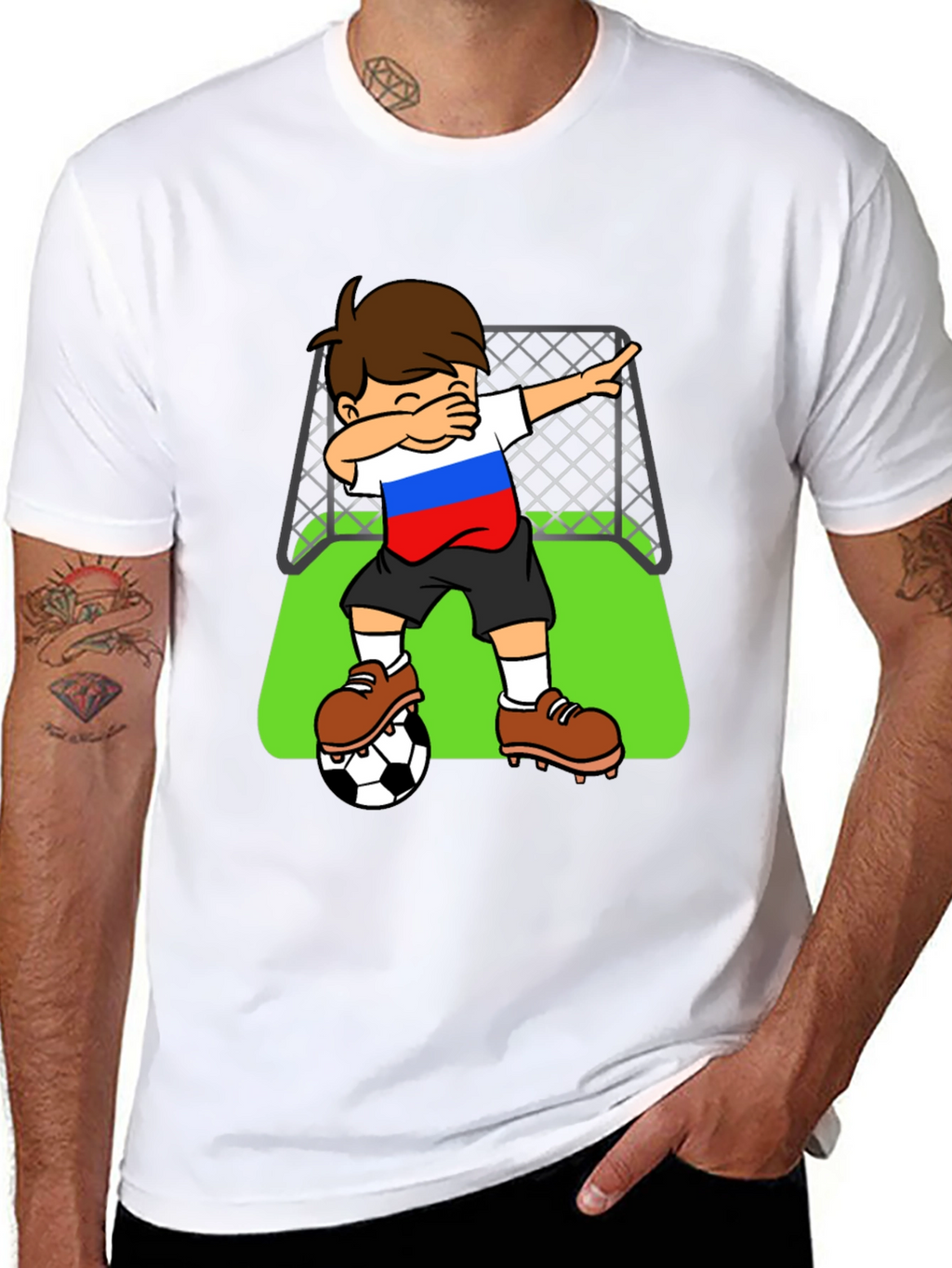 Boy Dab Soccer Russia Flag T-Shirt