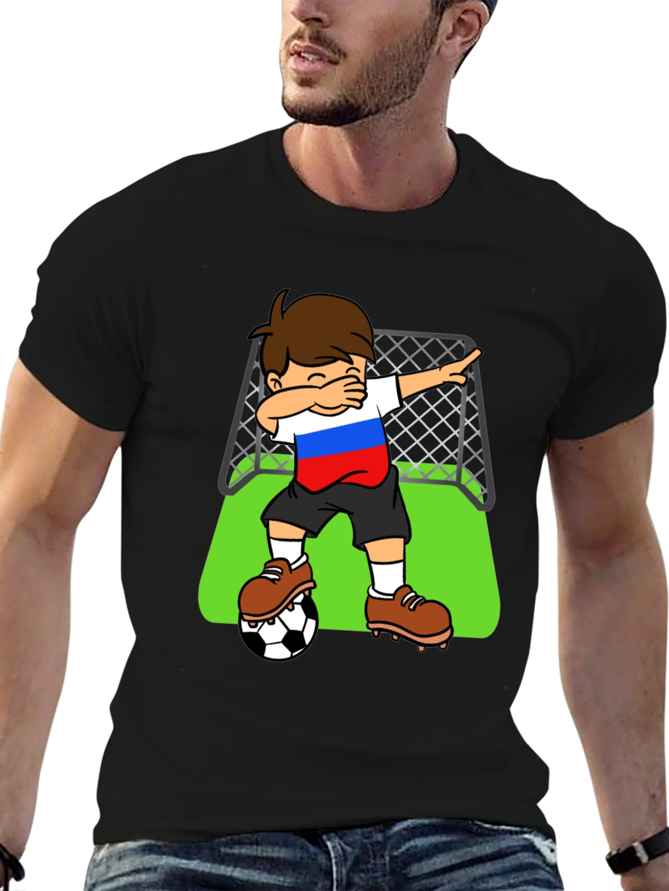 Boy Dab Soccer Russia Flag T-Shirt